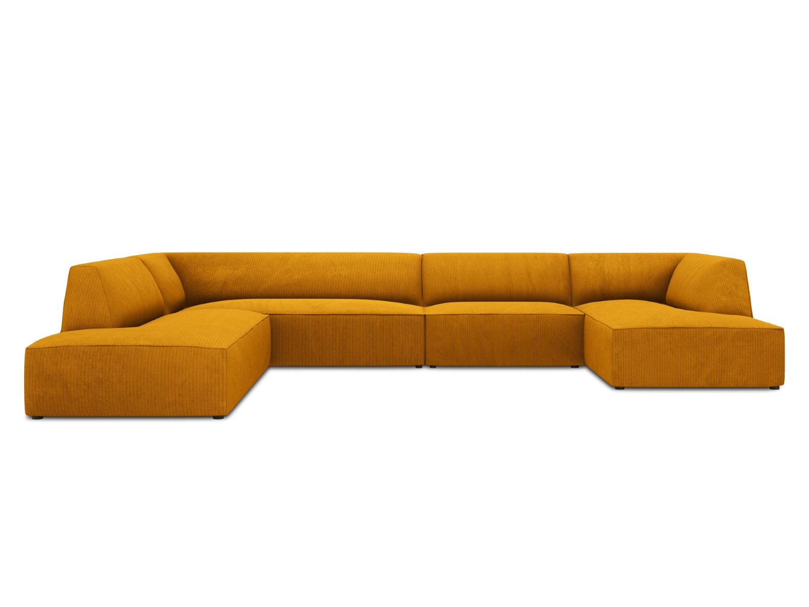 Canapé d'angle panoramique gauche tissu structuré jaune 7 places