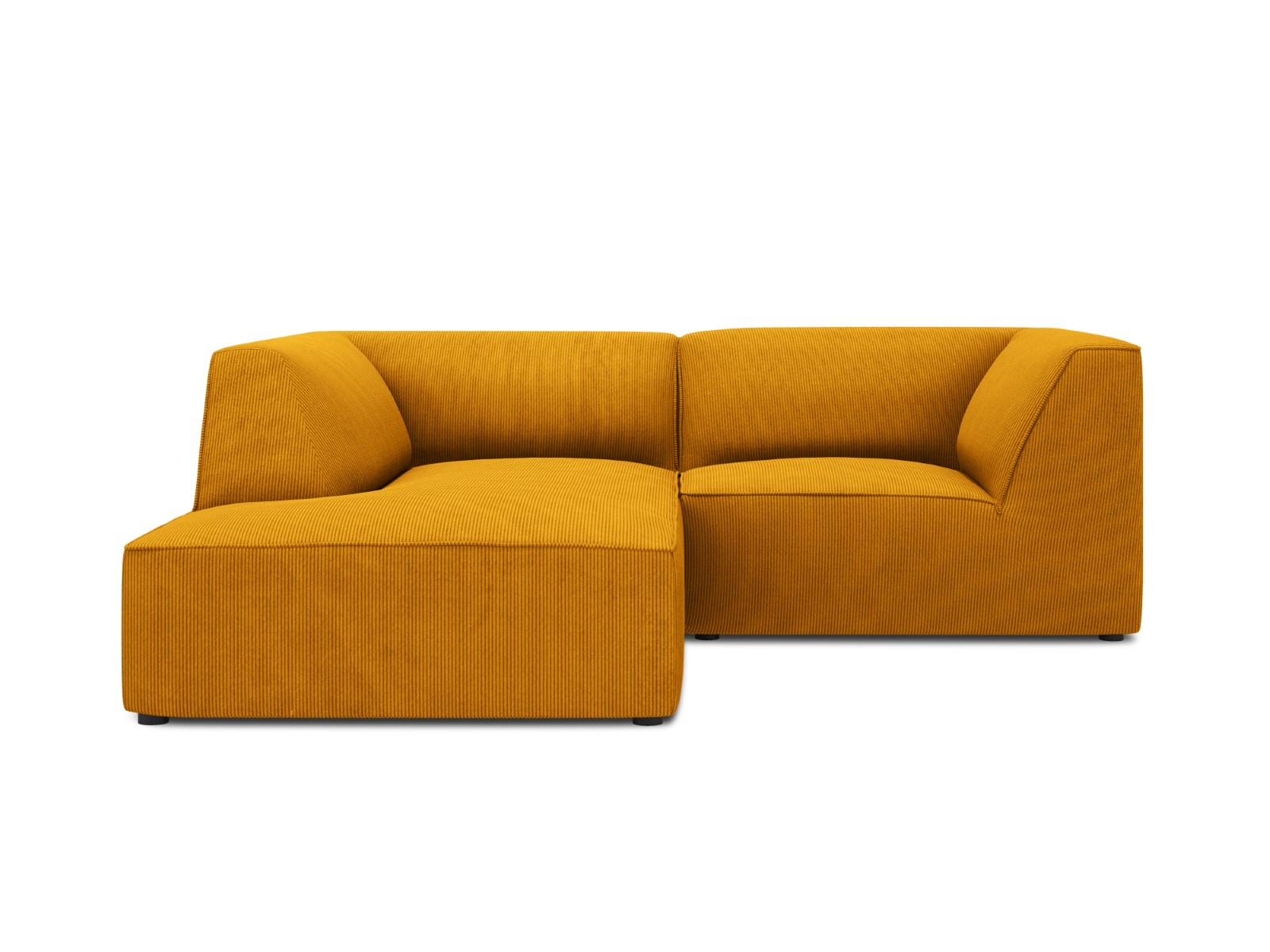 Canapé d’angle gauche 3 places en tissu velours côtelé jaune