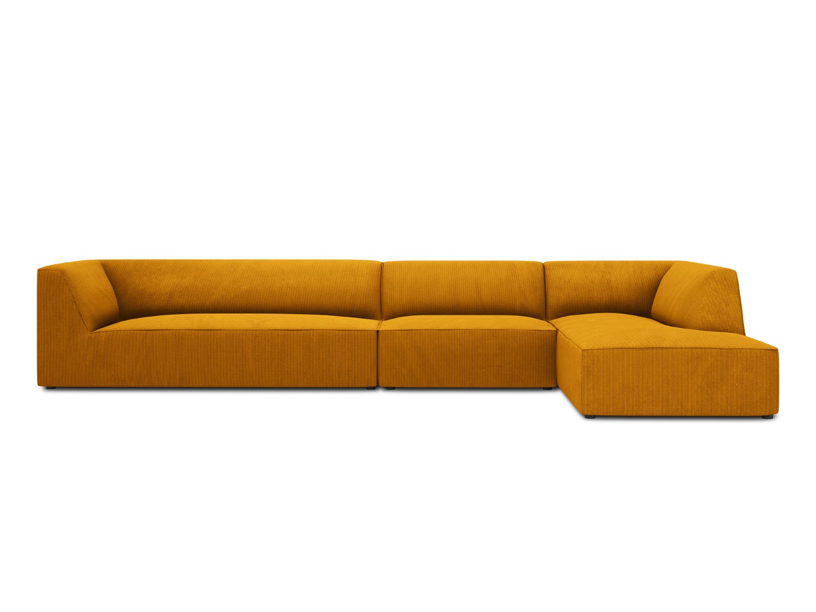 Canapé d'angle droit tissu structuré jaune 5 places