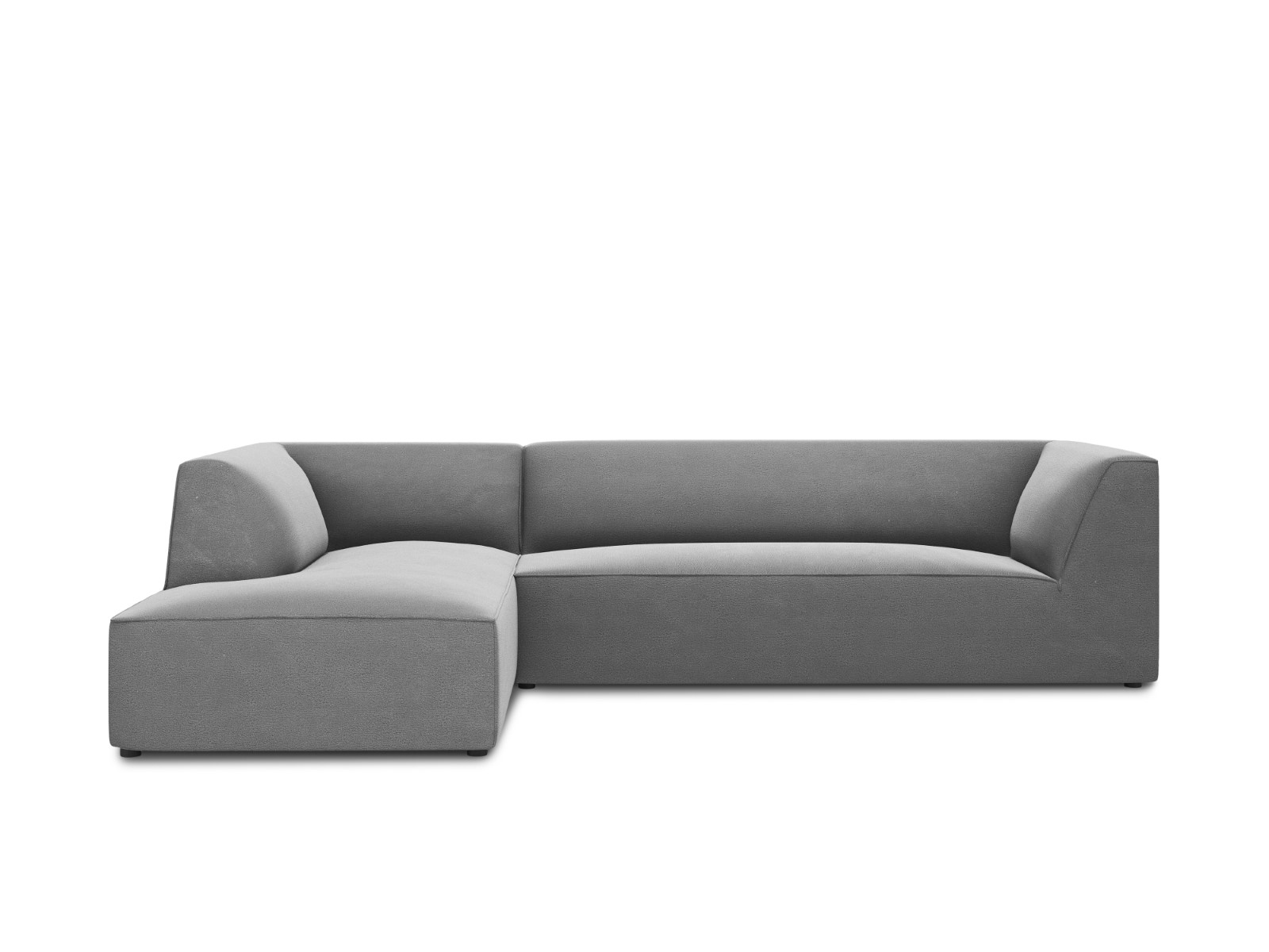 Canapé d'angle gauche velours gris 4 places