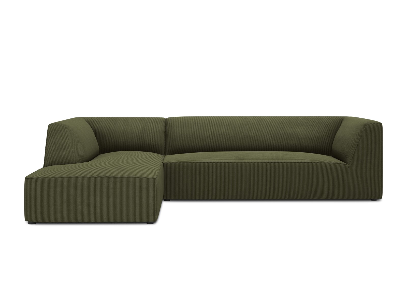 Canapé d'angle gauche tissu structuré vert 4 places
