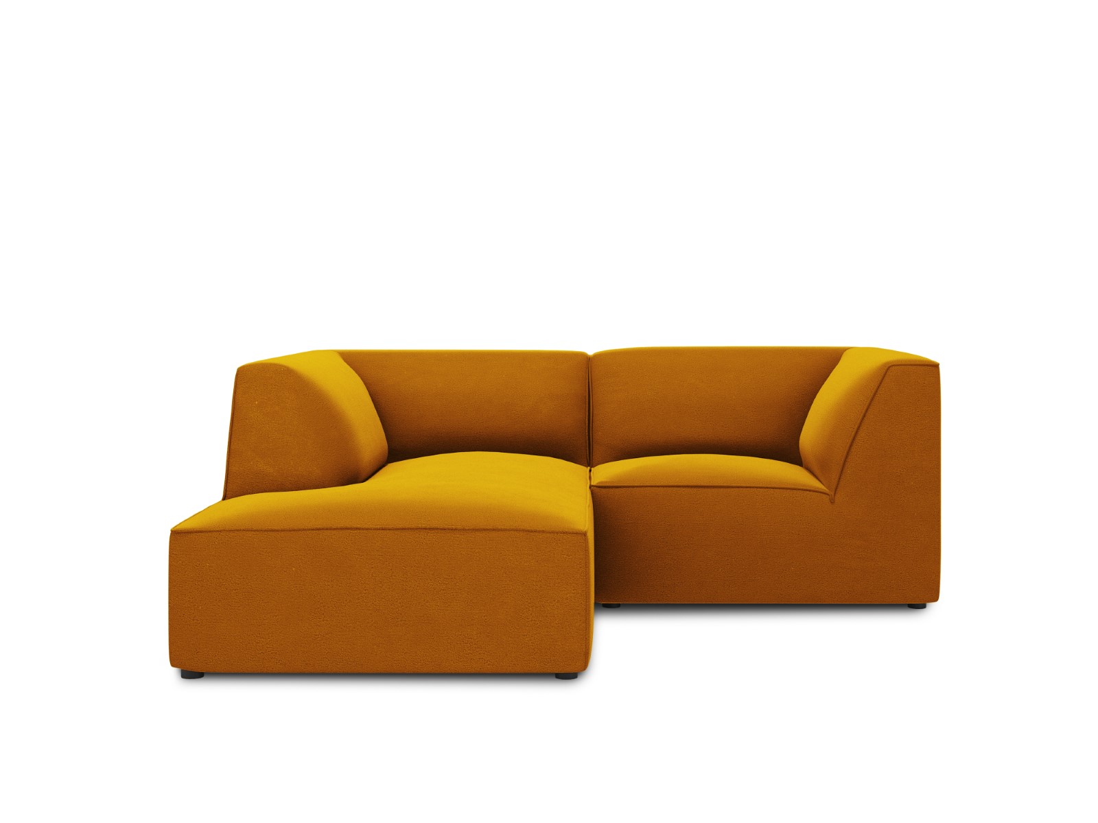Canapé d'angle gauche velours jaune 3 places
