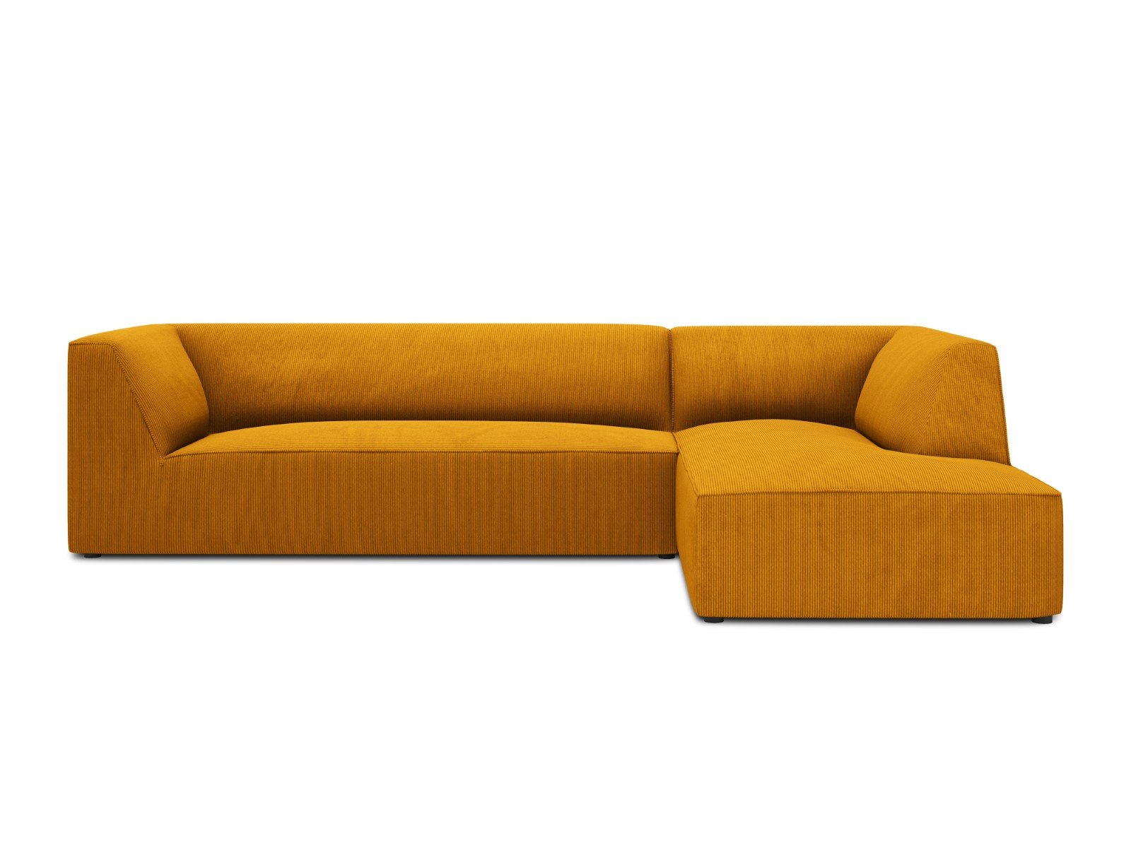 Canapé d'angle droit tissu structuré jaune 4 places