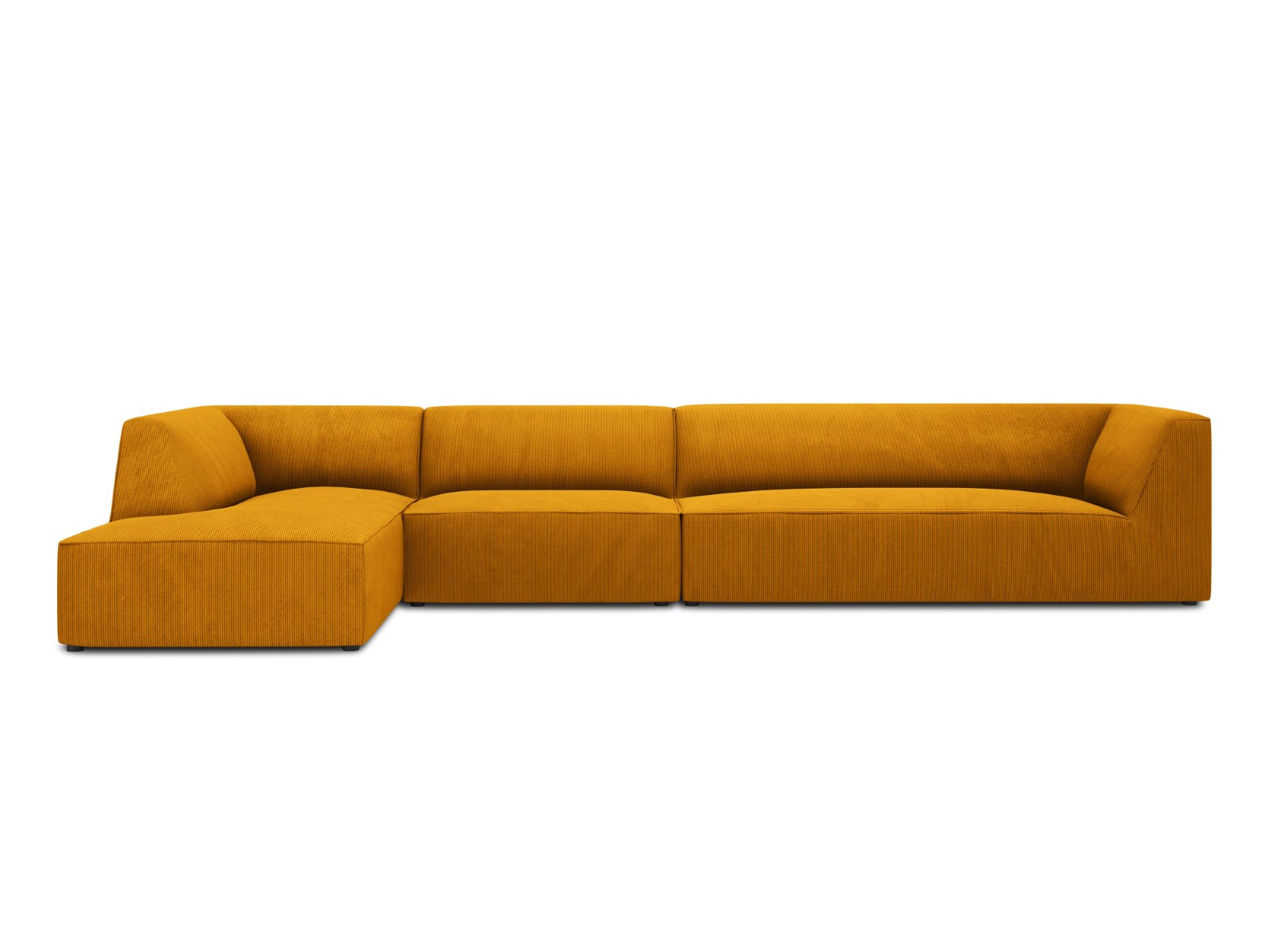 Canapé d'angle gauche tissu structuré jaune 5 places Canapé d'angle gauche tissu structuré jaune 5 places