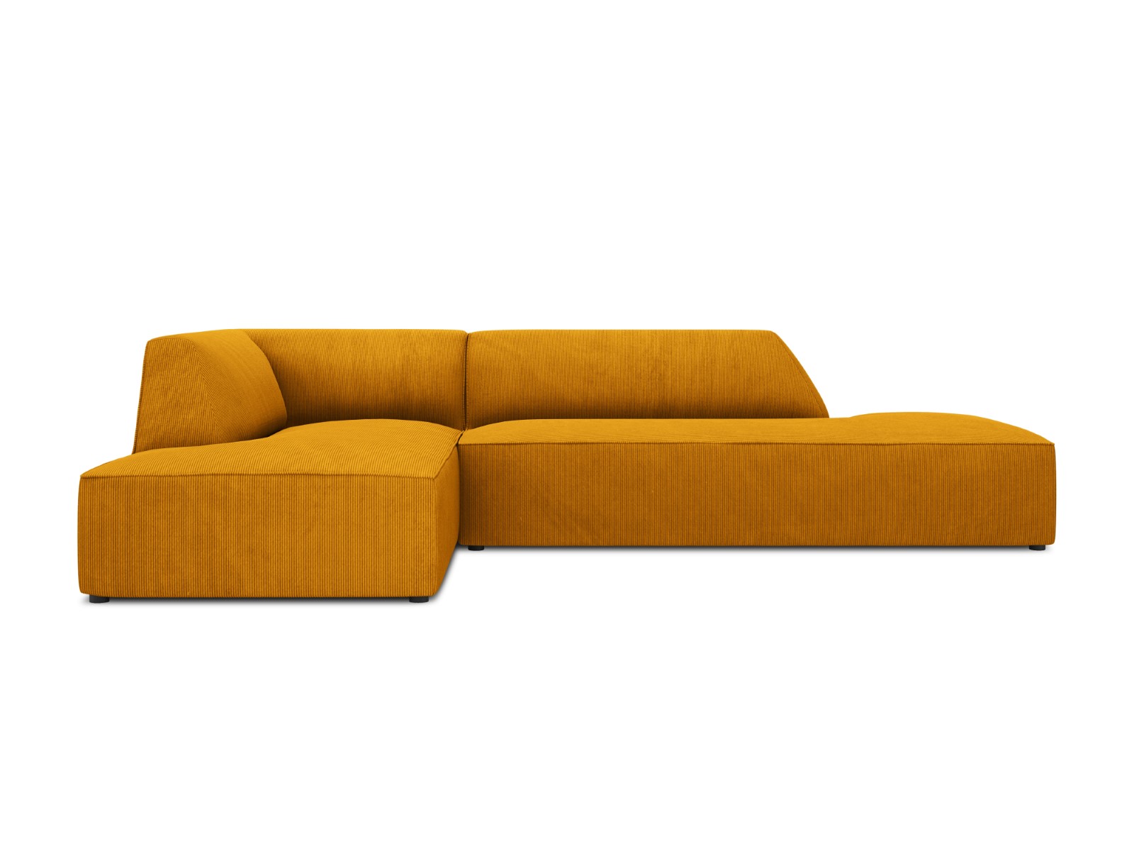 Canapé d'angle gauche tissu structuré jaune 4 places
