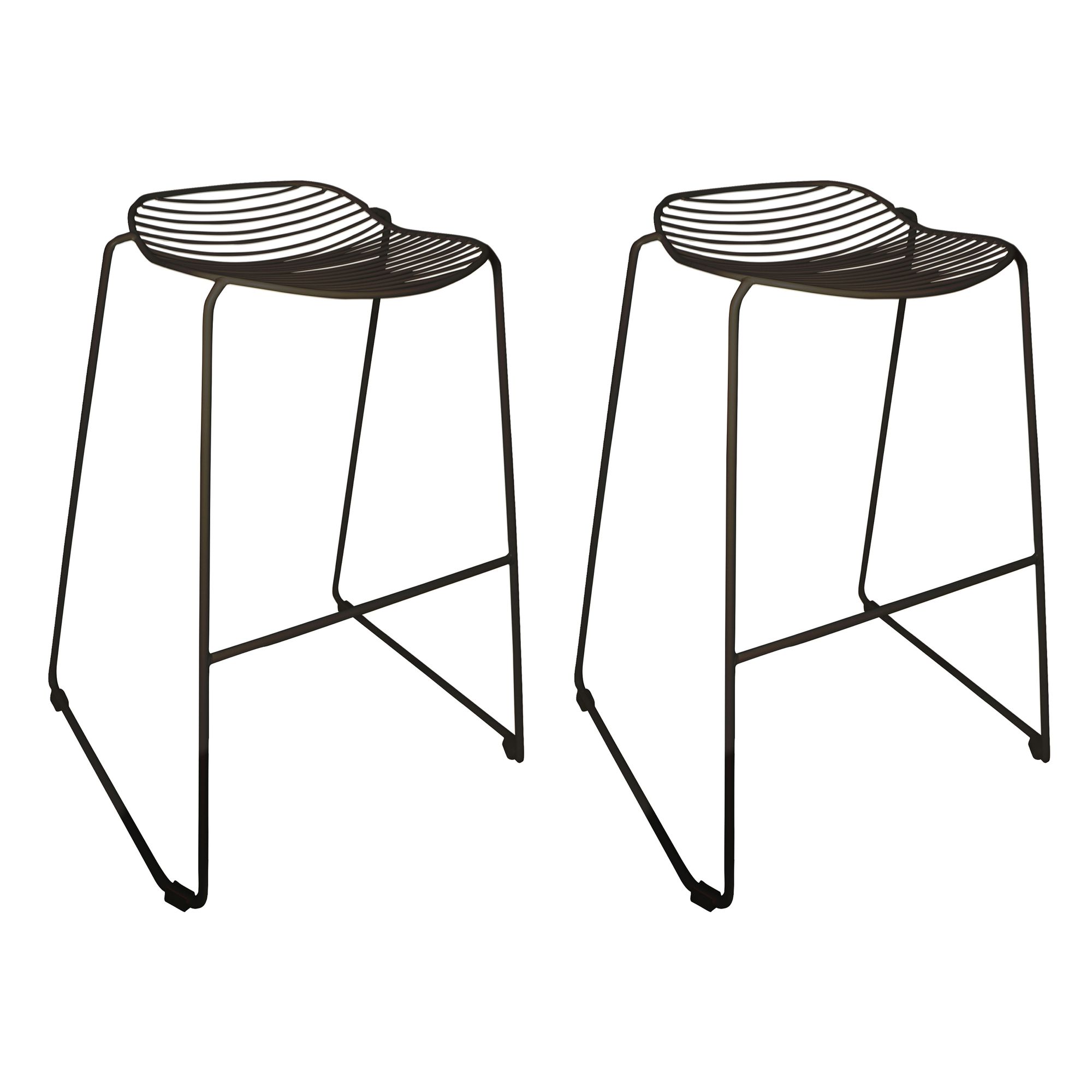 Lot de 2 tabourets extérieur en métal noir