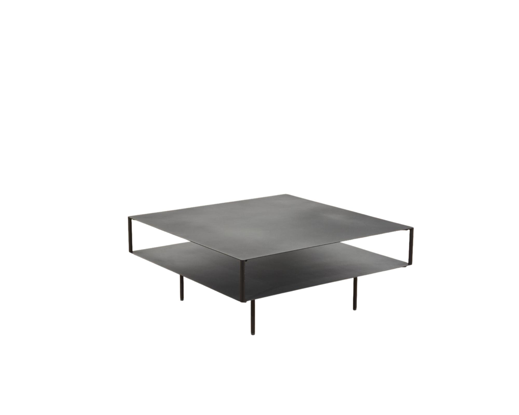 Table basse double plateau carrée métal noir