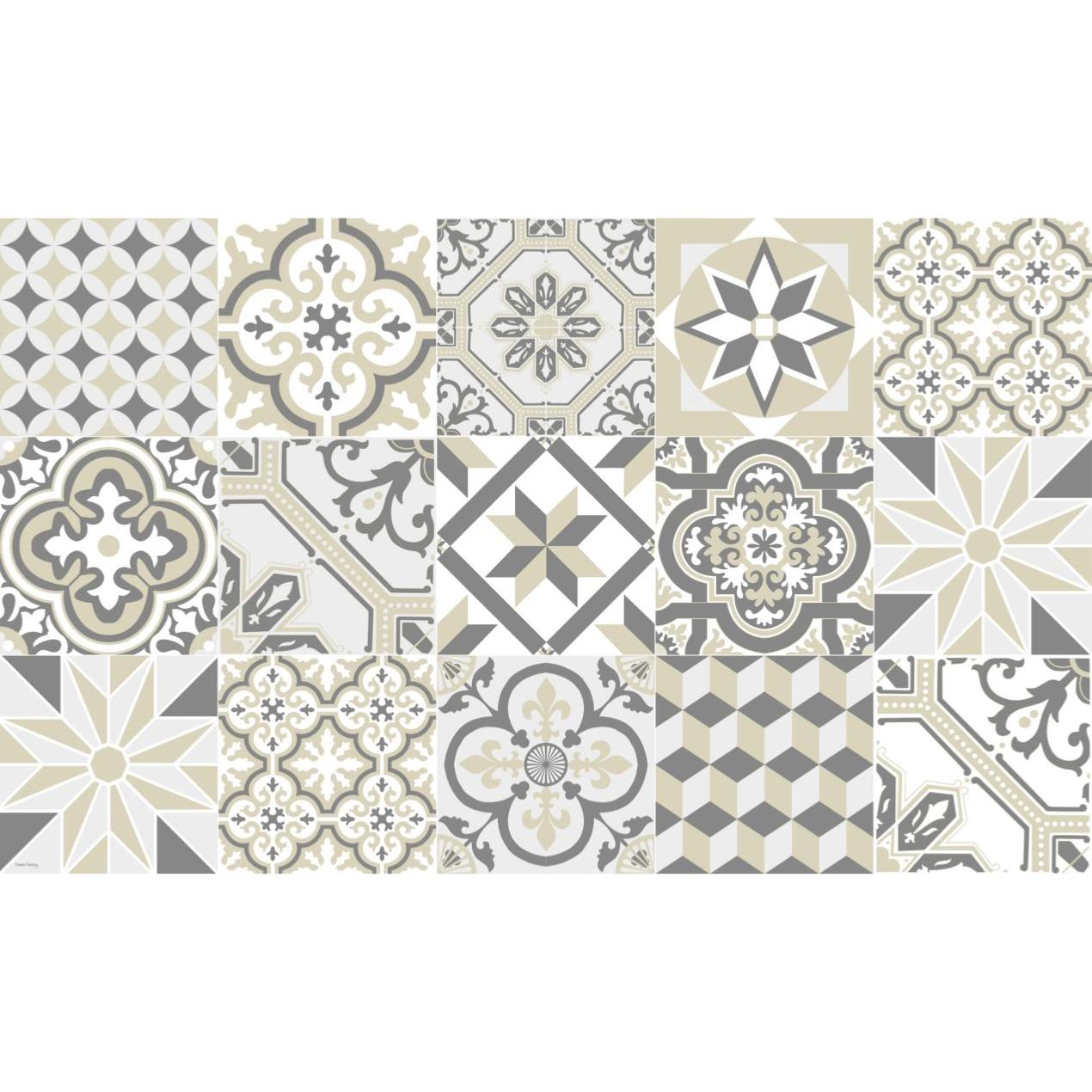 Tapis vinyle carreaux de ciment Ginette 80x60cm Tapis vinyle carreaux de ciment Ginette 80x60cm