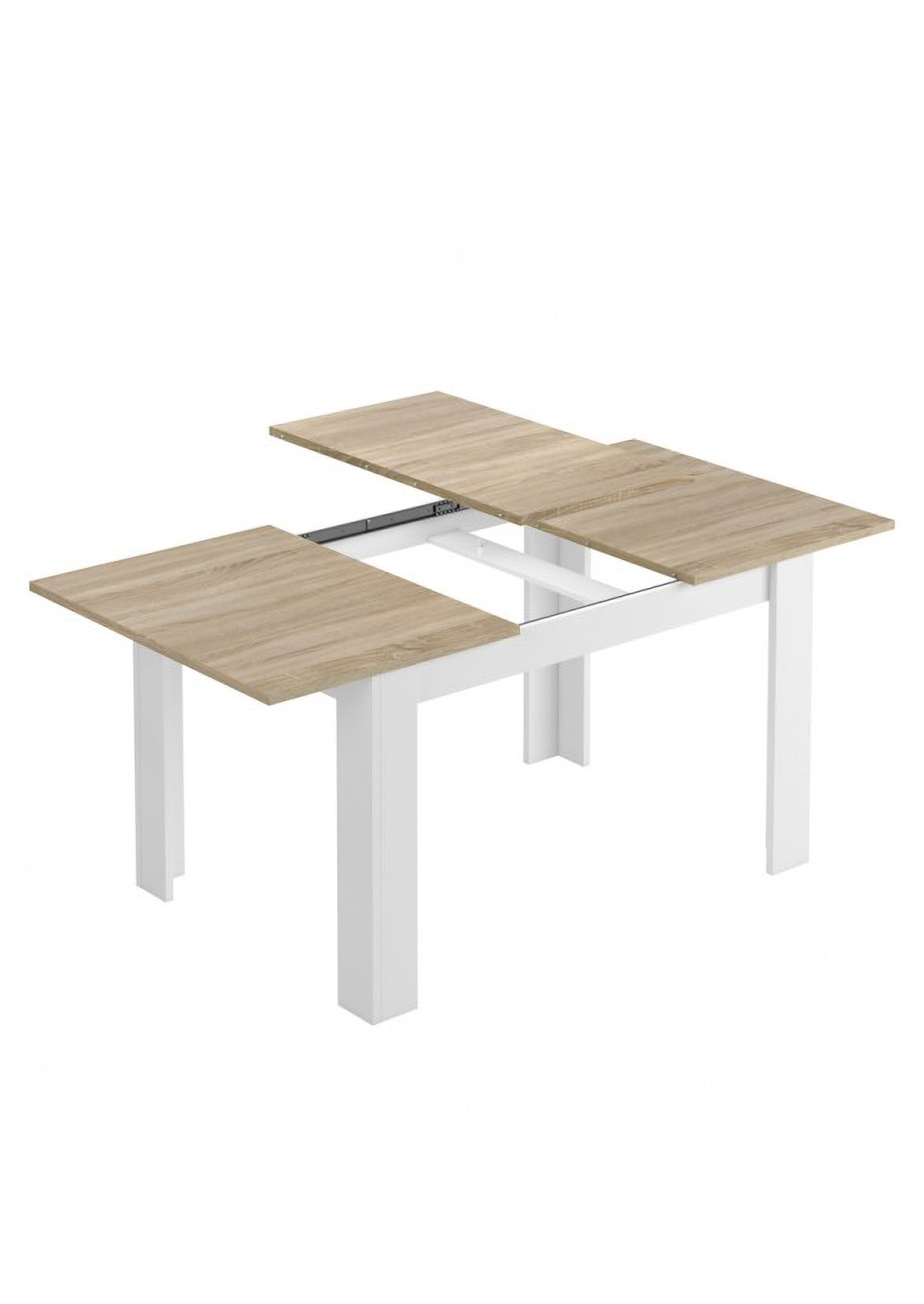 table extensible effet bois 140/190x90 cm chêne et blanc