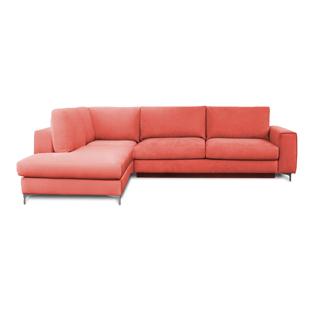 Canapé d'angle 4 places Rose Tissu Design Confort