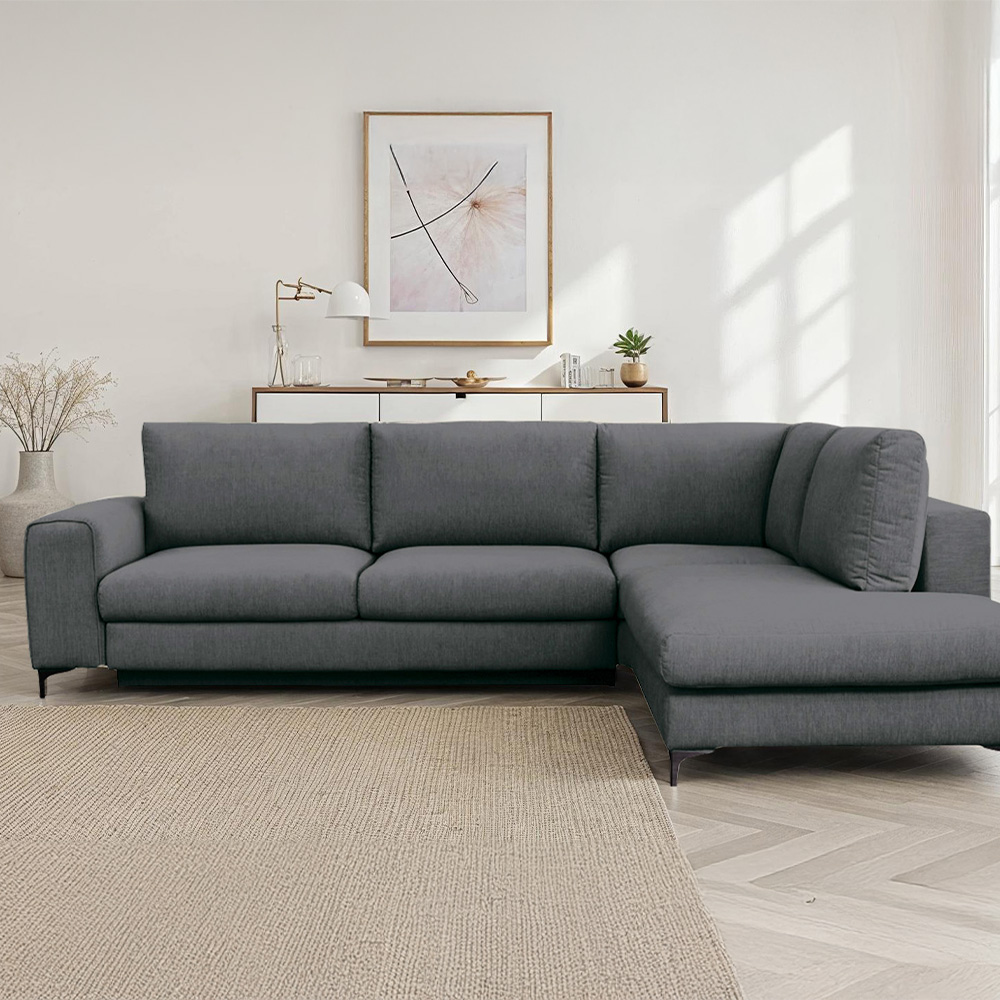 Canapé 4 places tissu angle droit gris foncé - Vue supplémentaire 1