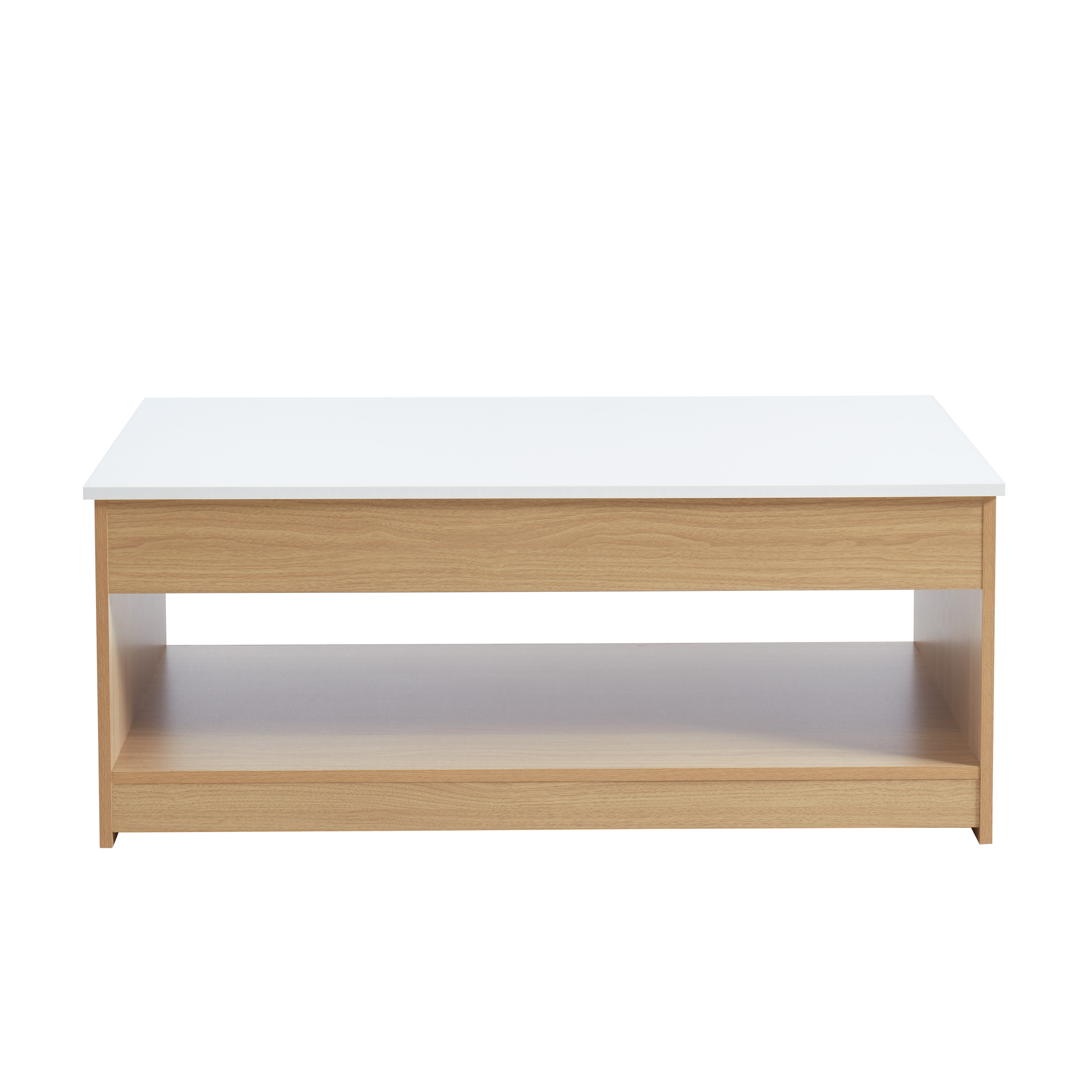 Table basse blanc et effet bois plateau relevable - l110cm