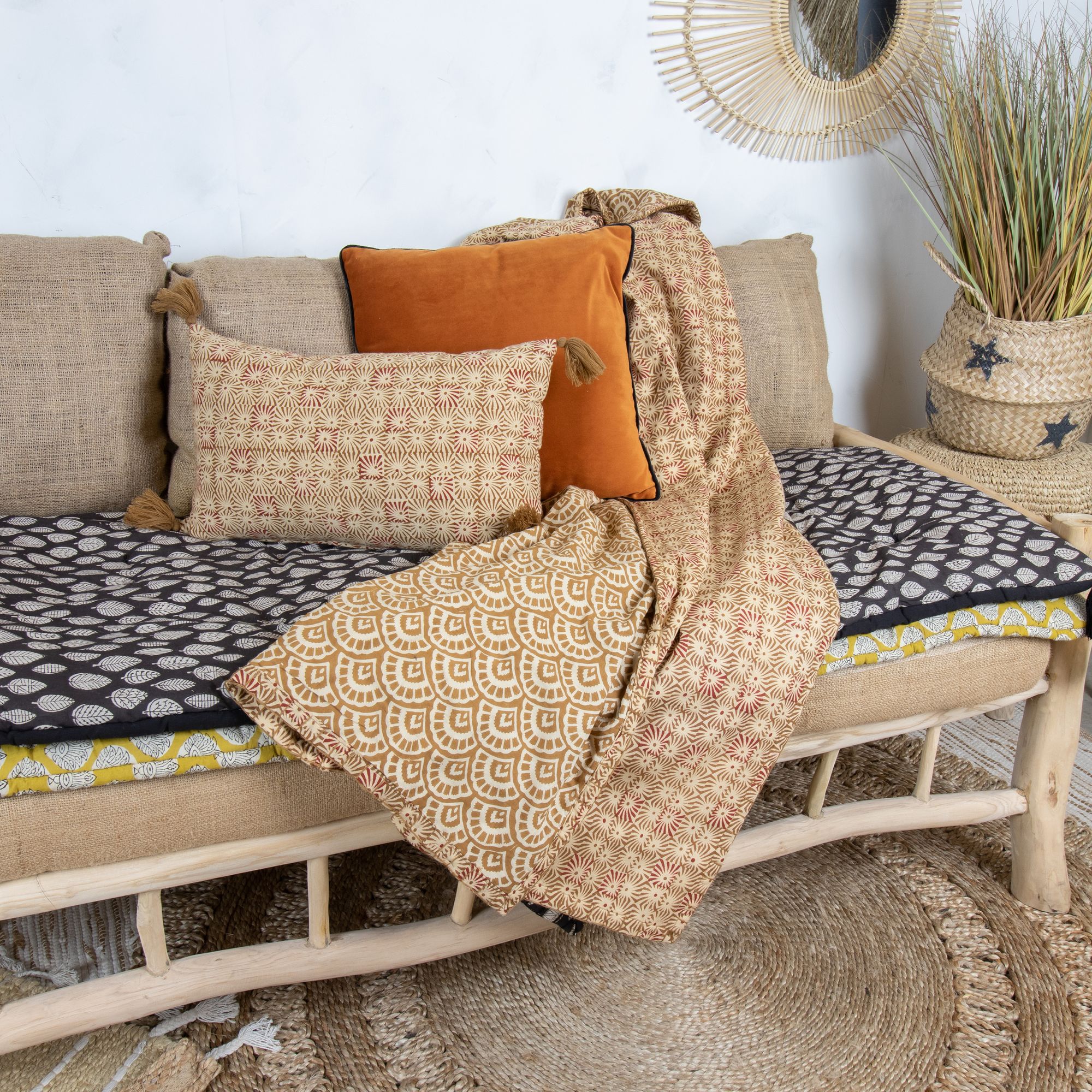 Courtepointe en coton camel 110x160 Courtepointe en coton camel 110x160