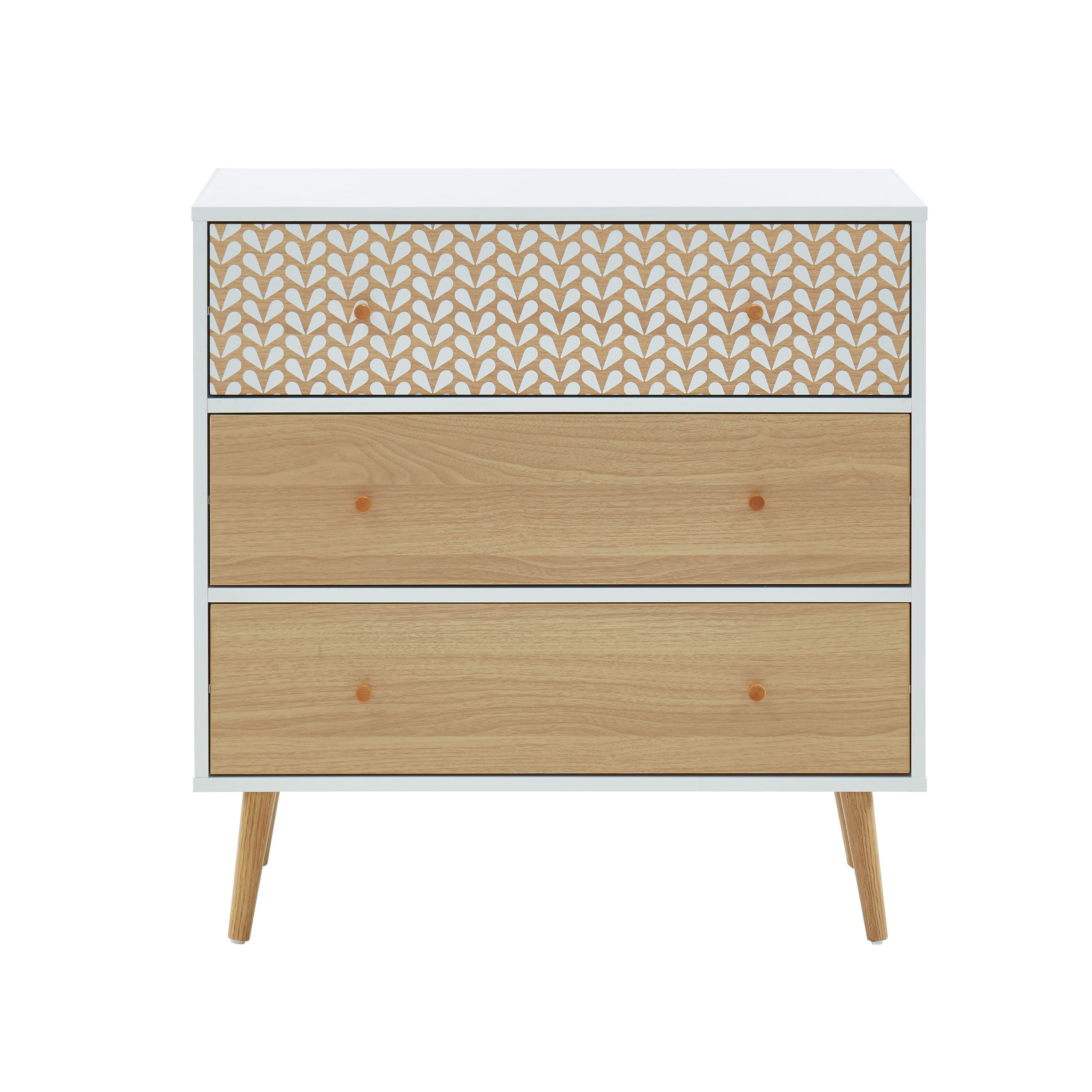 Commode blanc et effet bois 3 tiroirs - l78cm Commode blanc et effet bois 3 tiroirs - l78cm
