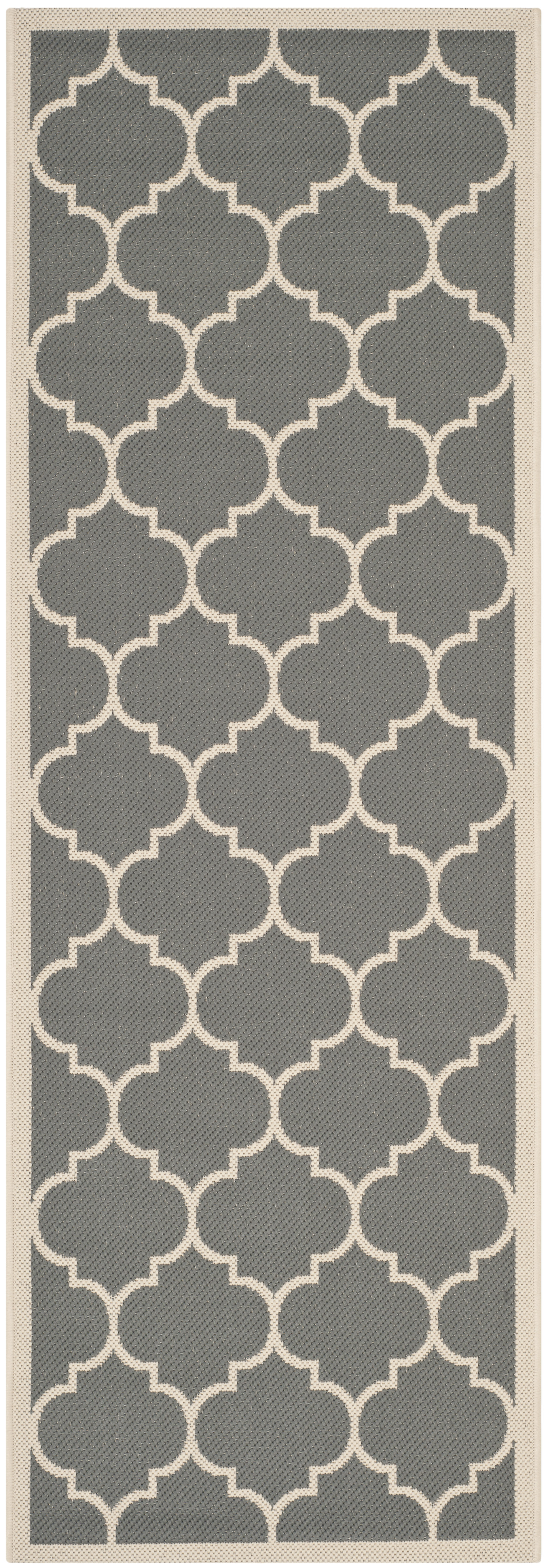 Tapis interieur / exterieur en gris anthracite & beige, 69 x 201 cm