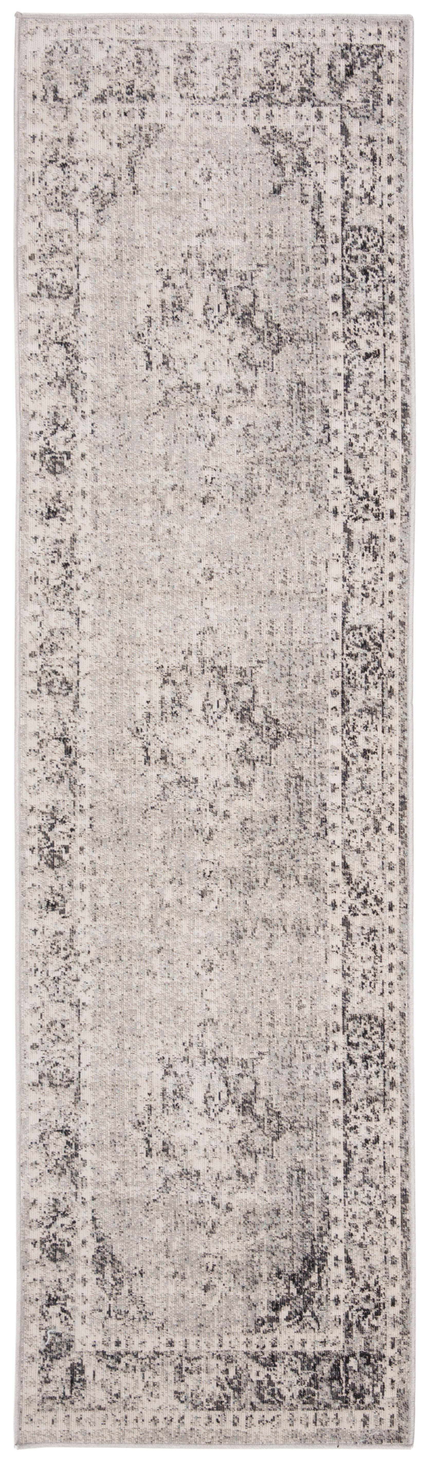Tapis interieur / exterieur en gris & ivoire, 69 x 244 cm