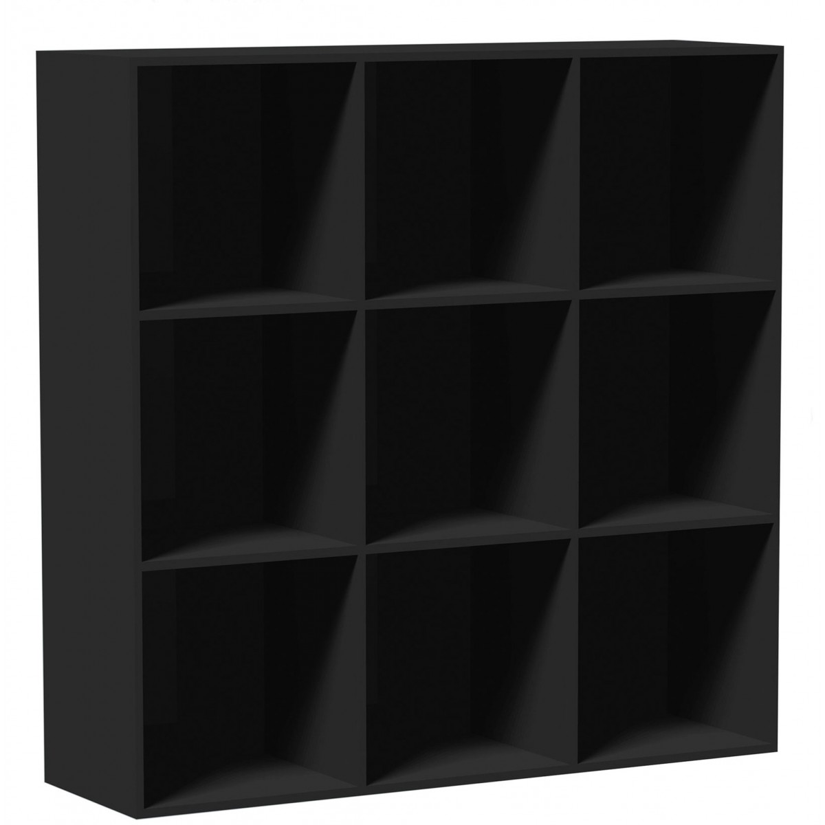étagère carrée en bois noir - 9 casiers