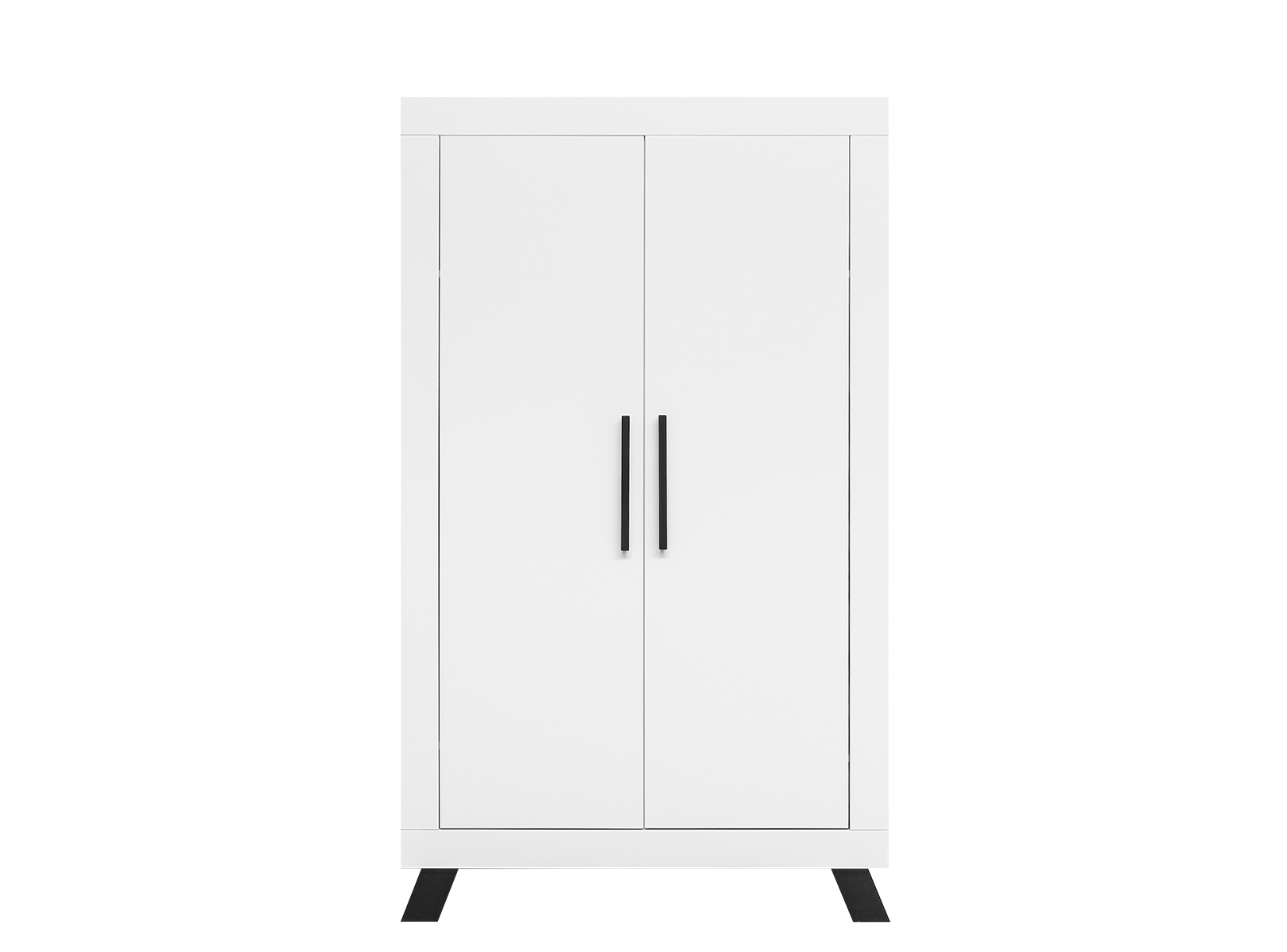 Armoire 2-portes blanc/noir en MDF, panneaux de particules et hêtre