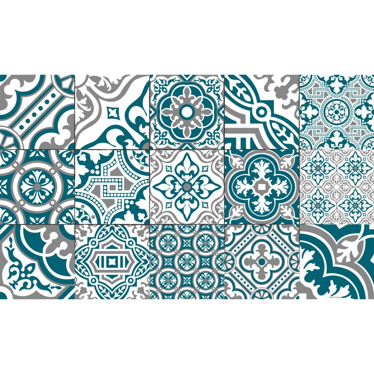 Tapis vinyle carreaux de ciment Madeleine 100x60cm Tapis vinyle carreaux de ciment Madeleine 100x60cm