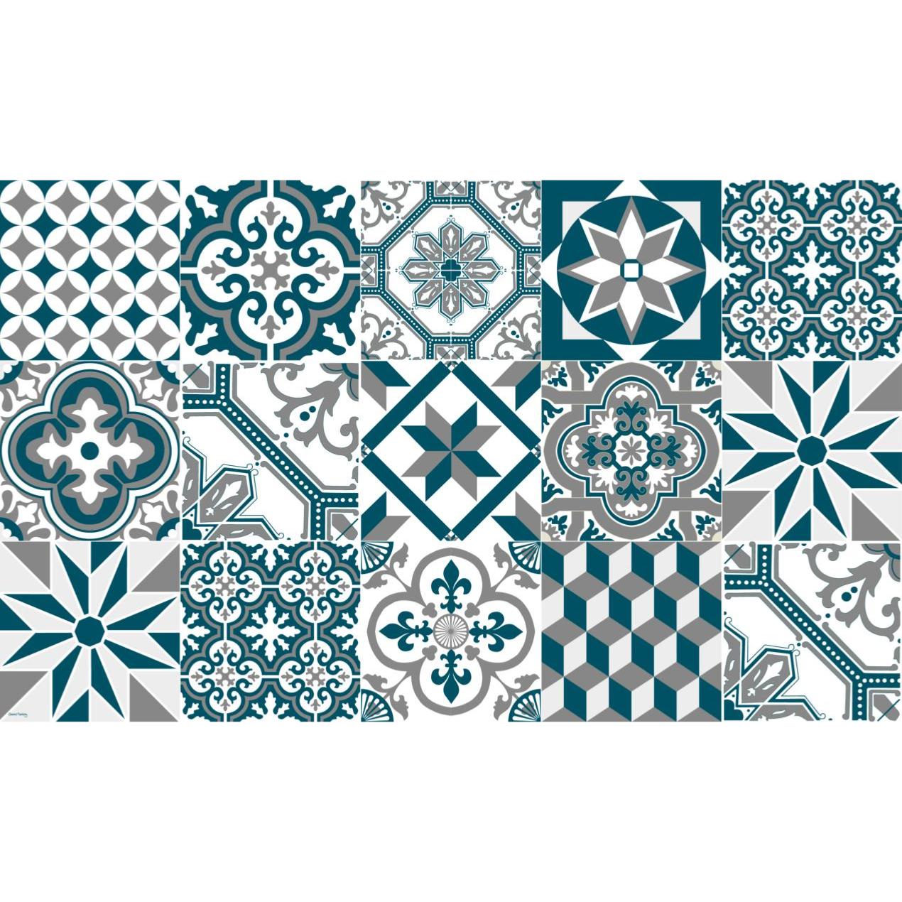 Tapis vinyle carreaux de ciment Ginette 80x60cm Tapis vinyle carreaux de ciment Ginette 80x60cm