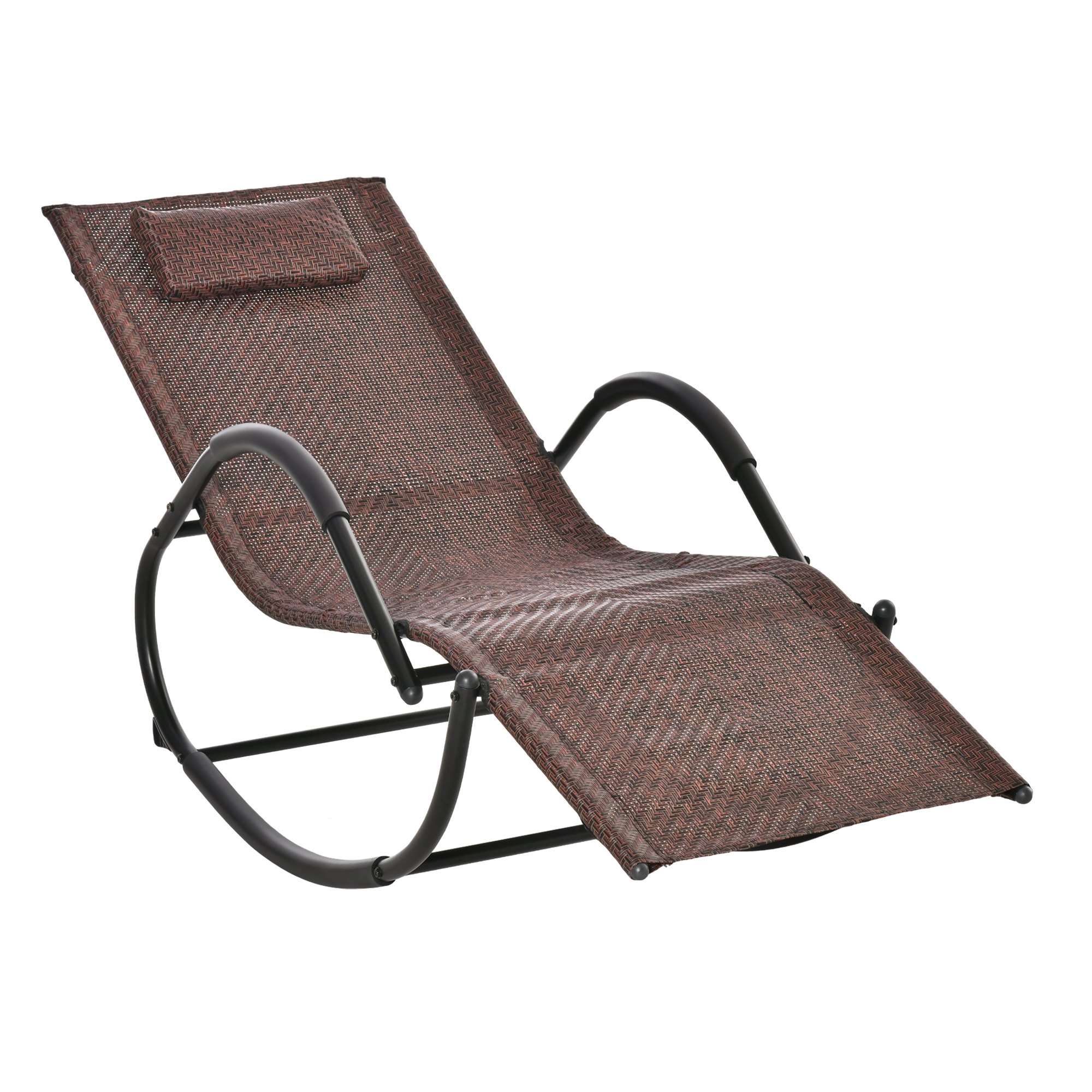 chaise longue à bascule design contemporain métal textilène brun