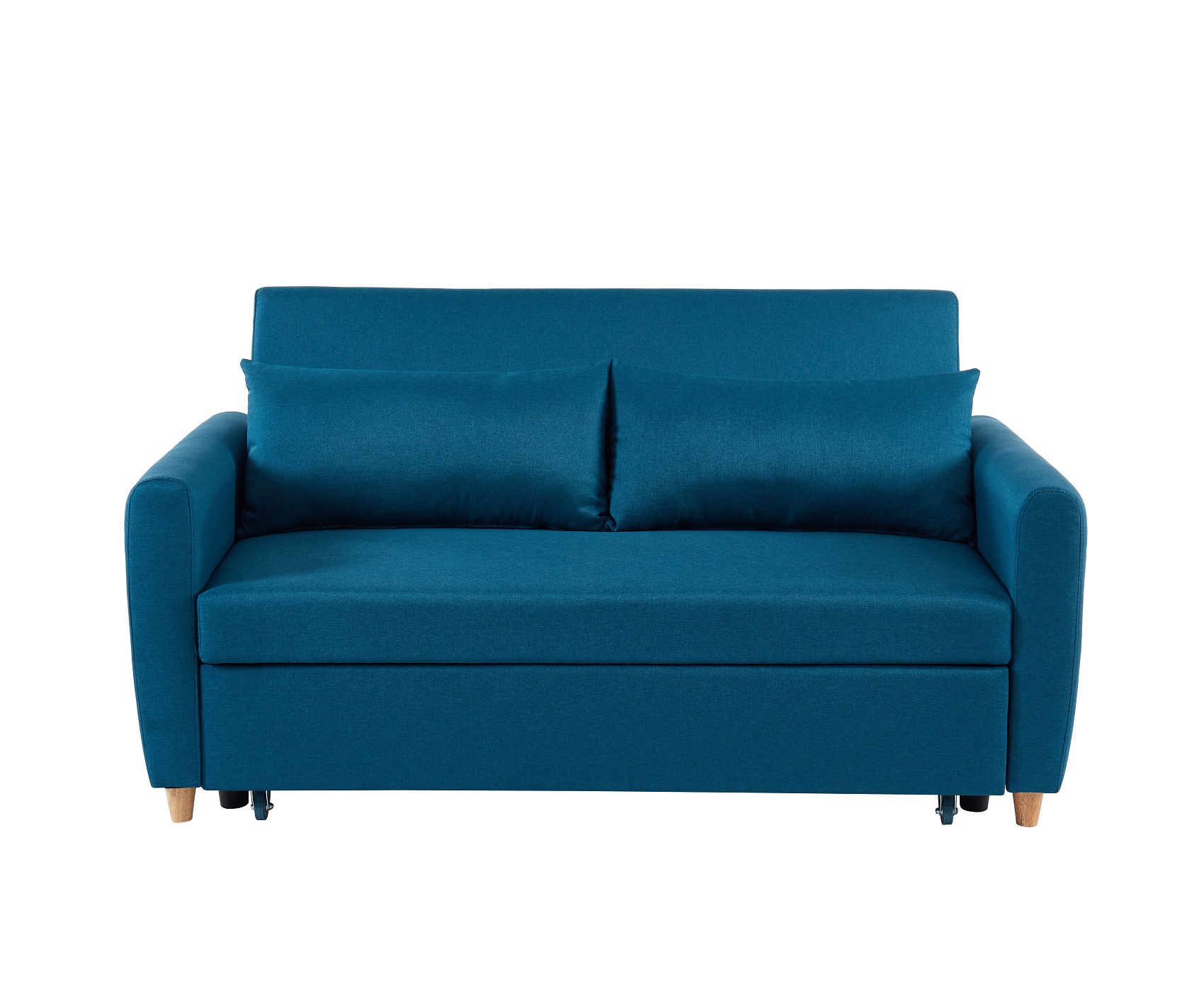 Canapé droit convertible en tissu 3 places bleu