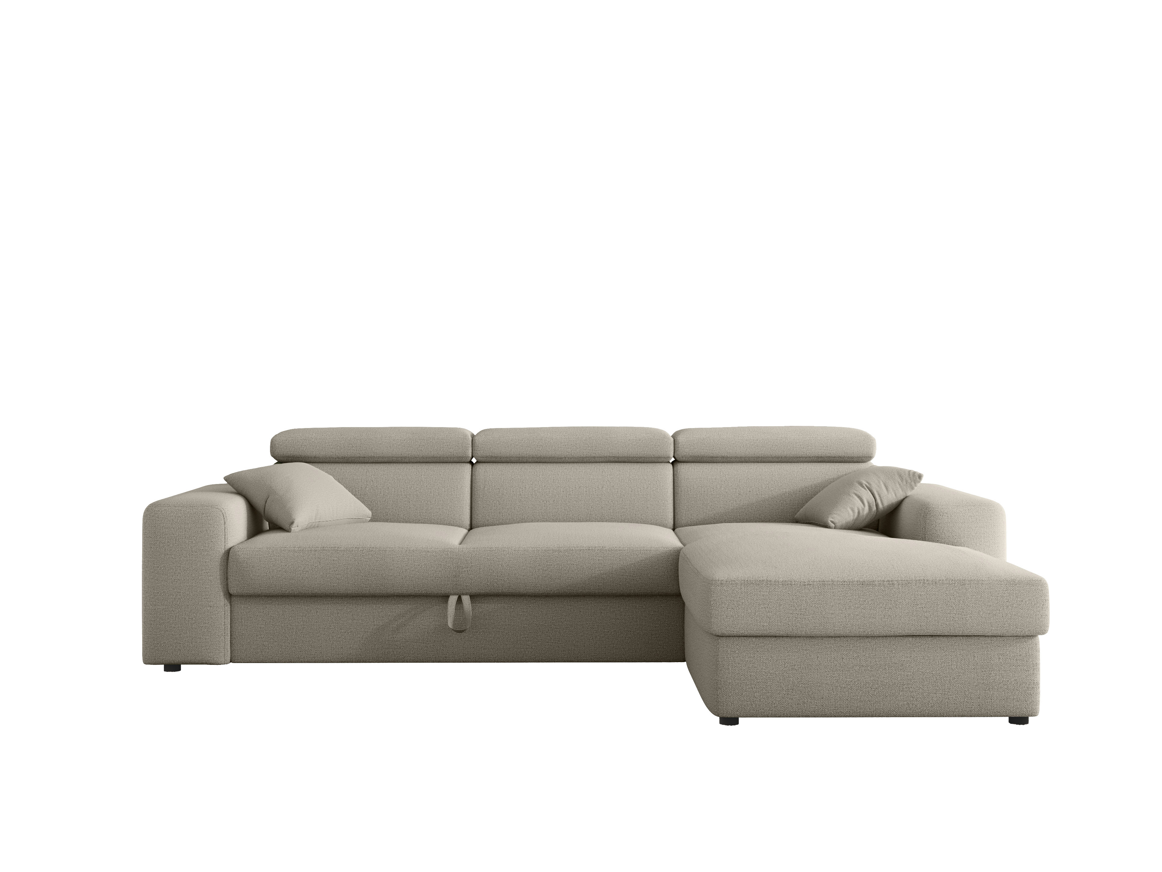 Canapé d'angle convertible en tissu 3 places beige