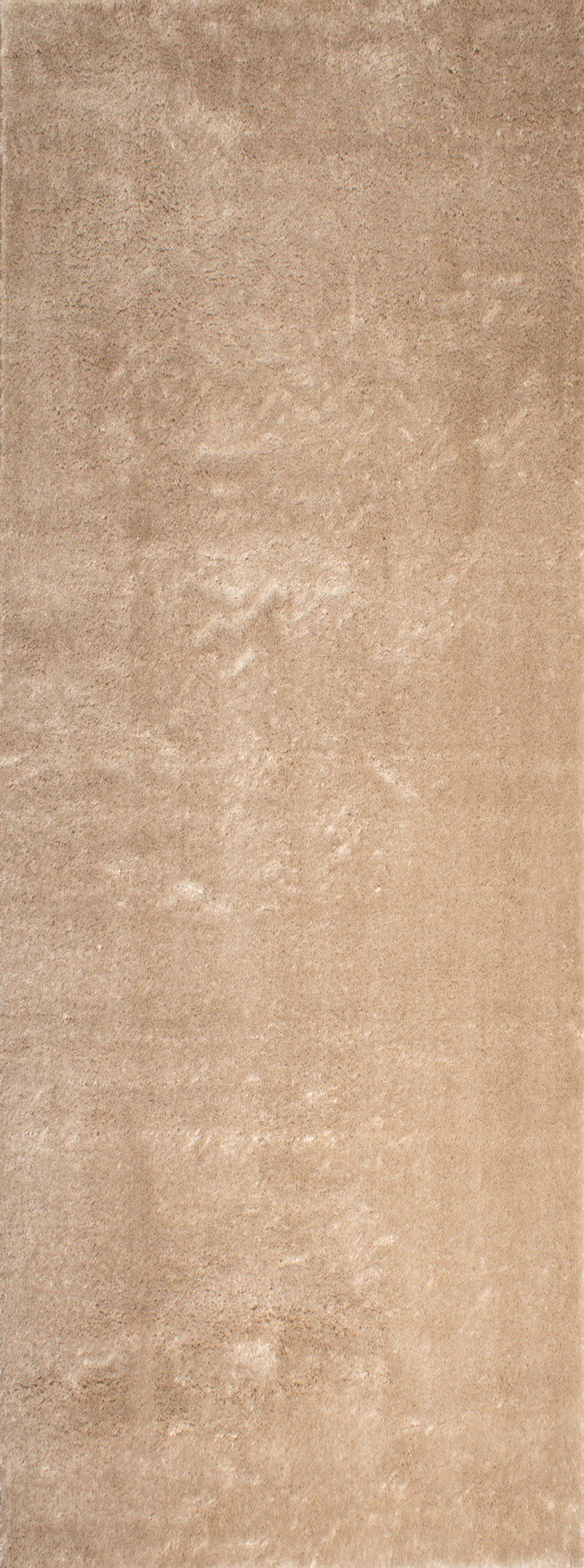 Tapis en polyester brillant motif uni beige 67x180