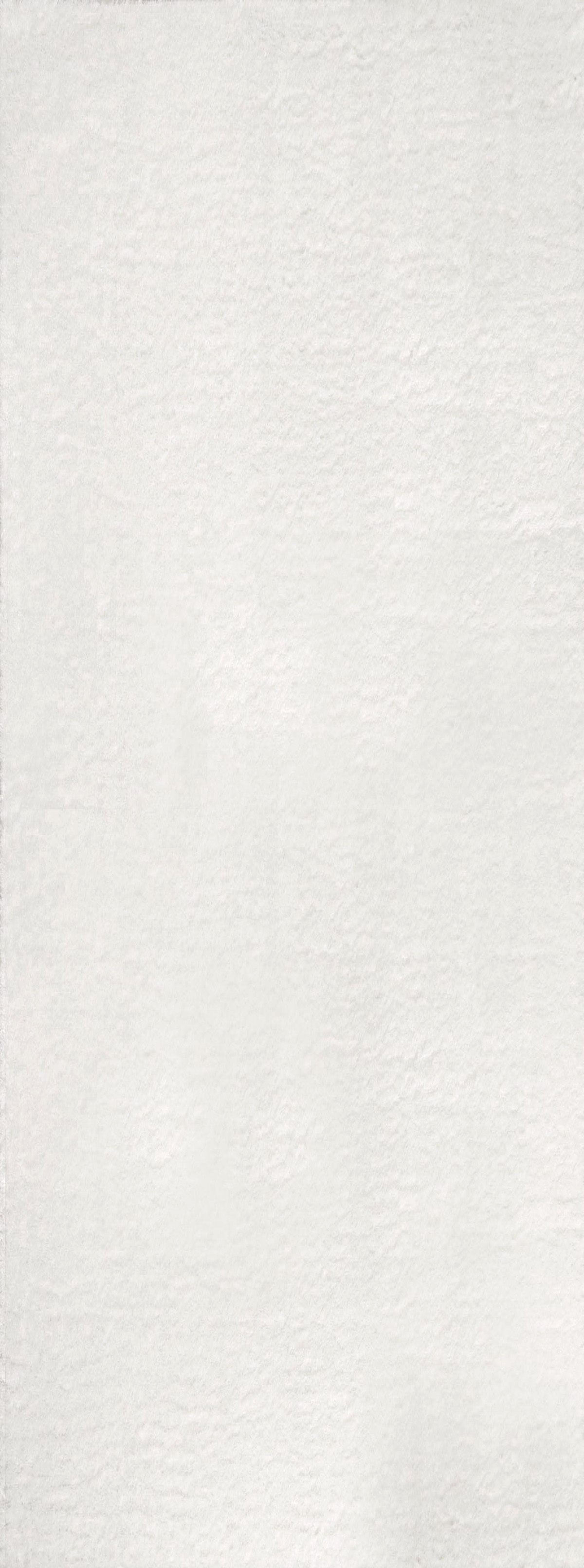 Tapis en polyester brillant motif uni blanc 67x180