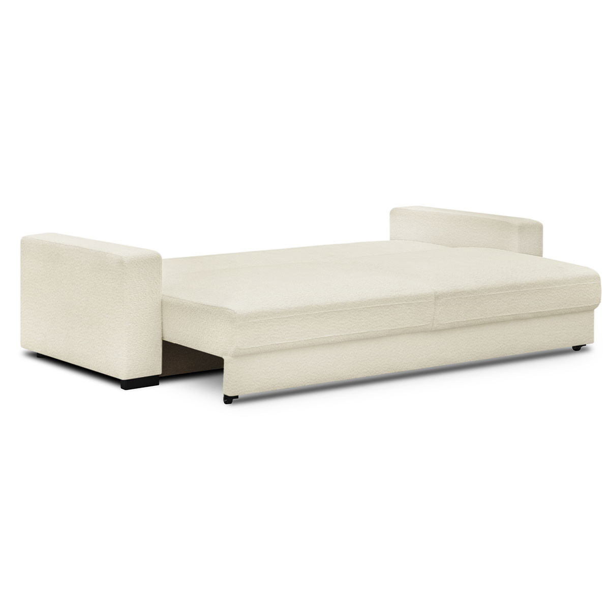 Canapé convertible 3 places en tissu bouclette beige - Vue supplémentaire 2