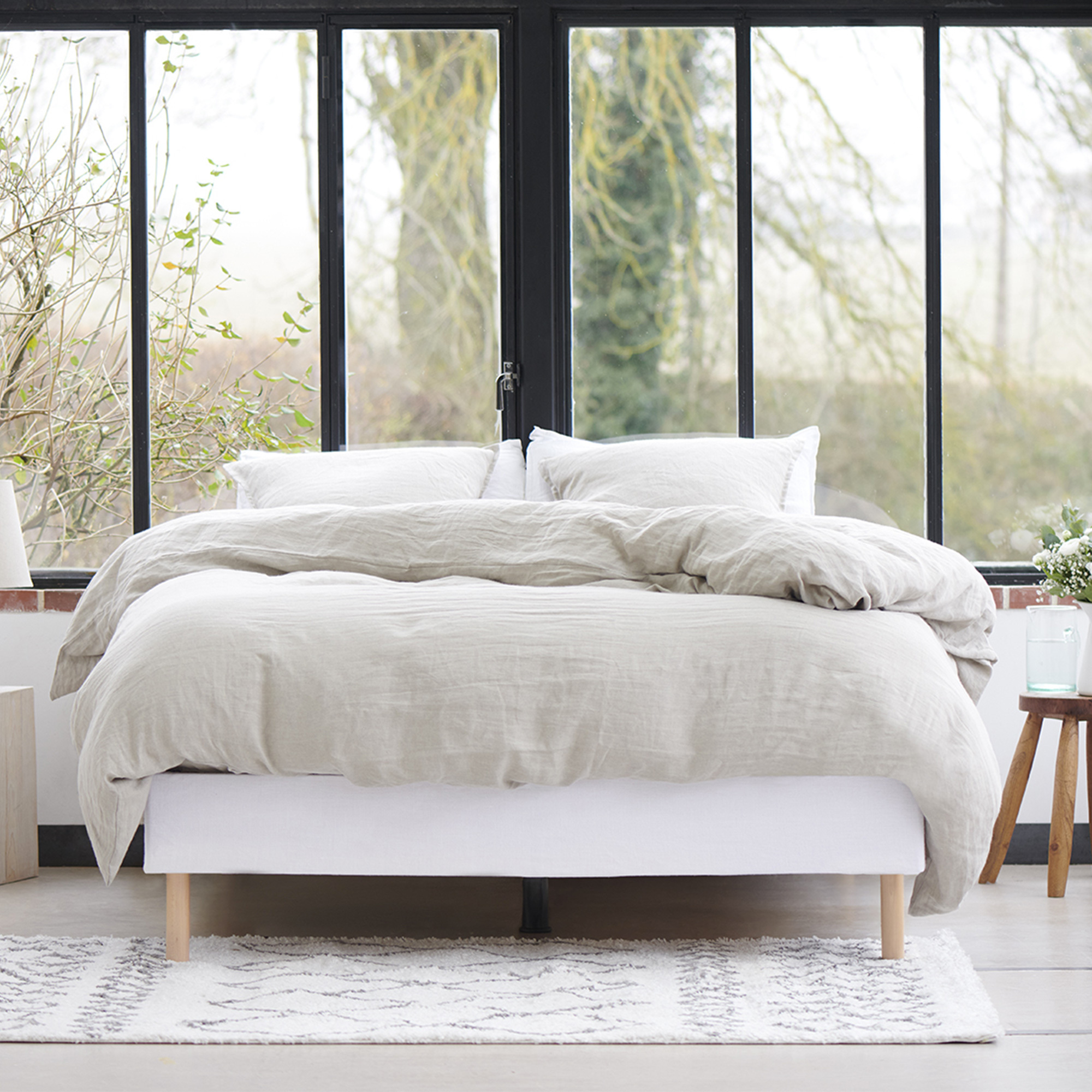 Housse de couette en lin naturel 240x260cm + 2 taies naturel 65x65cm Housse de couette en lin naturel 240x260cm + 2 taies naturel 65x65cm