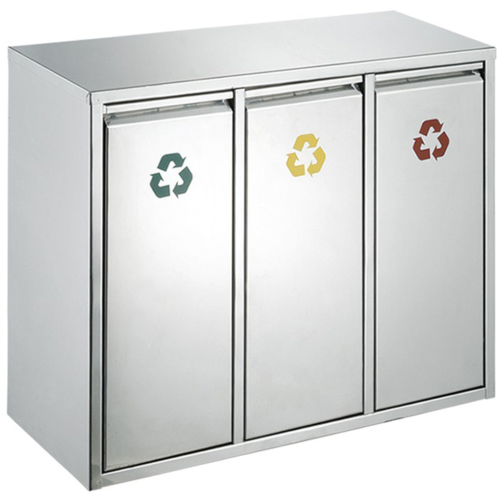 Poubelle de cuisine tri sélectif Acier inoxydable Argent 24L Poubelle de cuisine tri sélectif Acier inoxydable Argent 24L