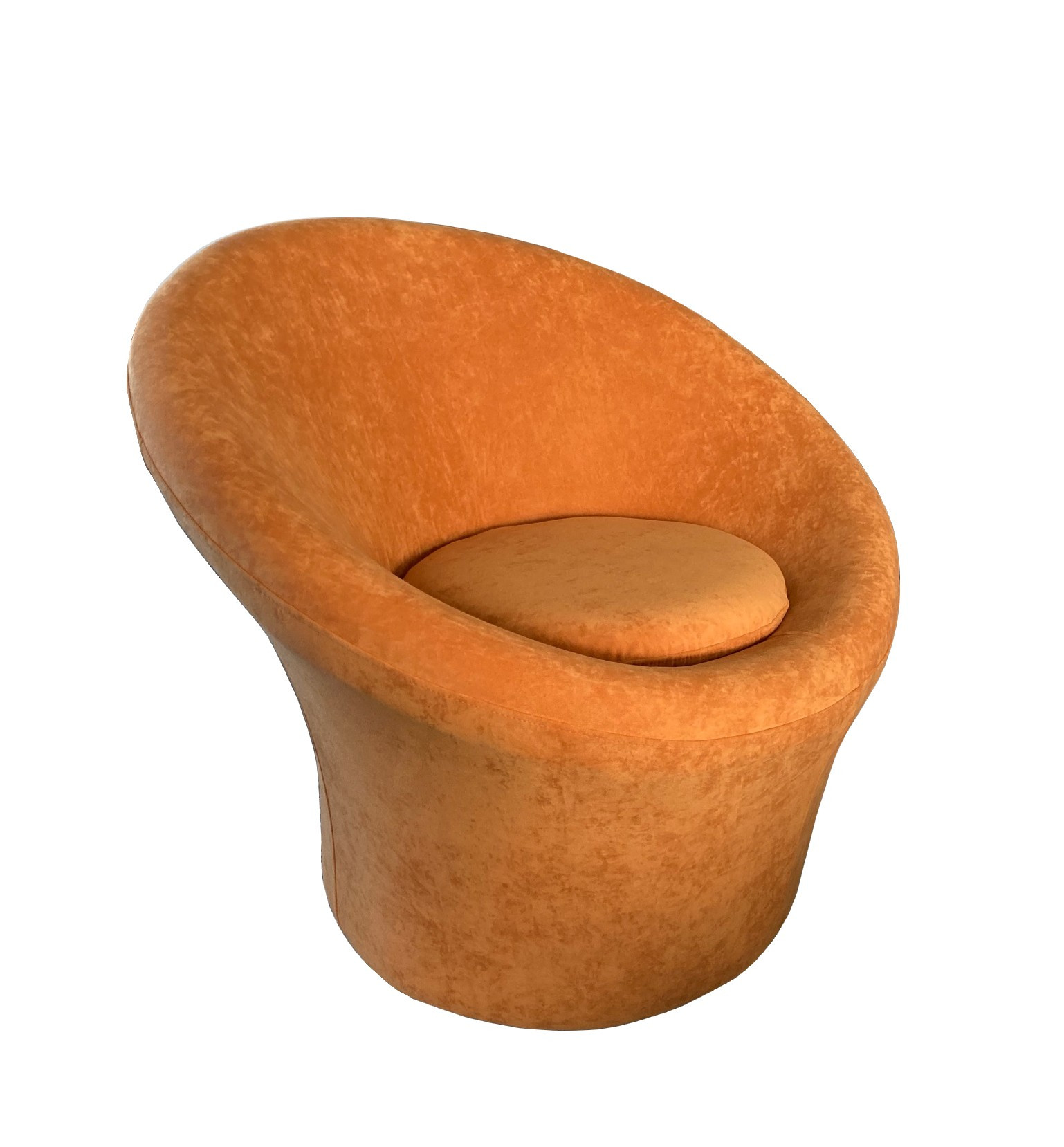 Fauteuil design rotatif en velours orange