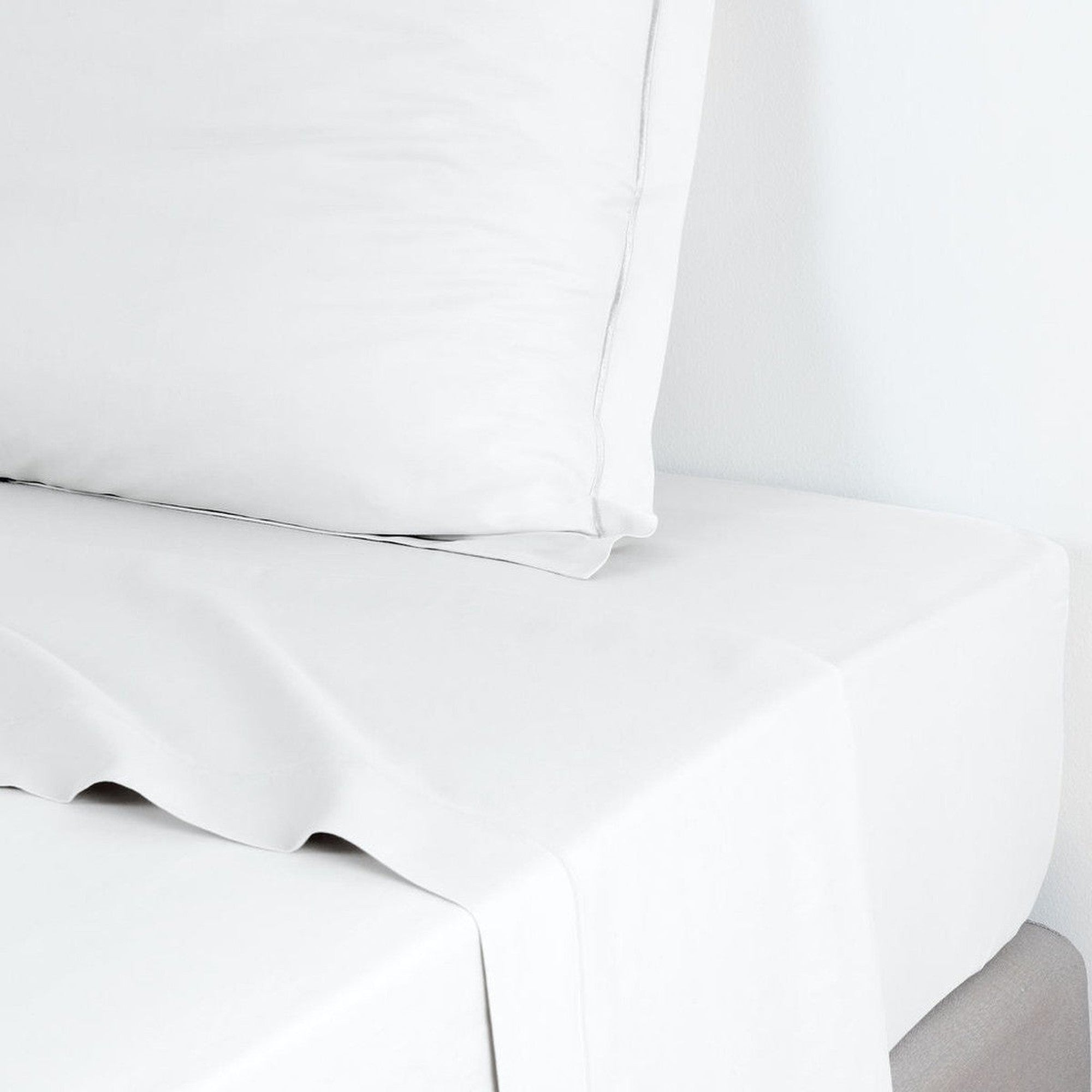 Drap plat en satin de coton 240x300 Blanc Drap plat en satin de coton 240x300 Blanc