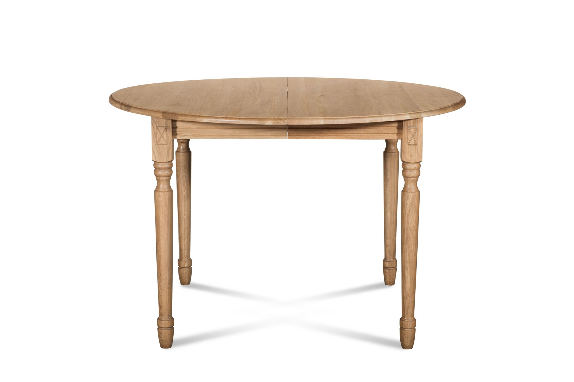 Table extensible ronde bois D105 cm + 1 allonge et Pieds tournés