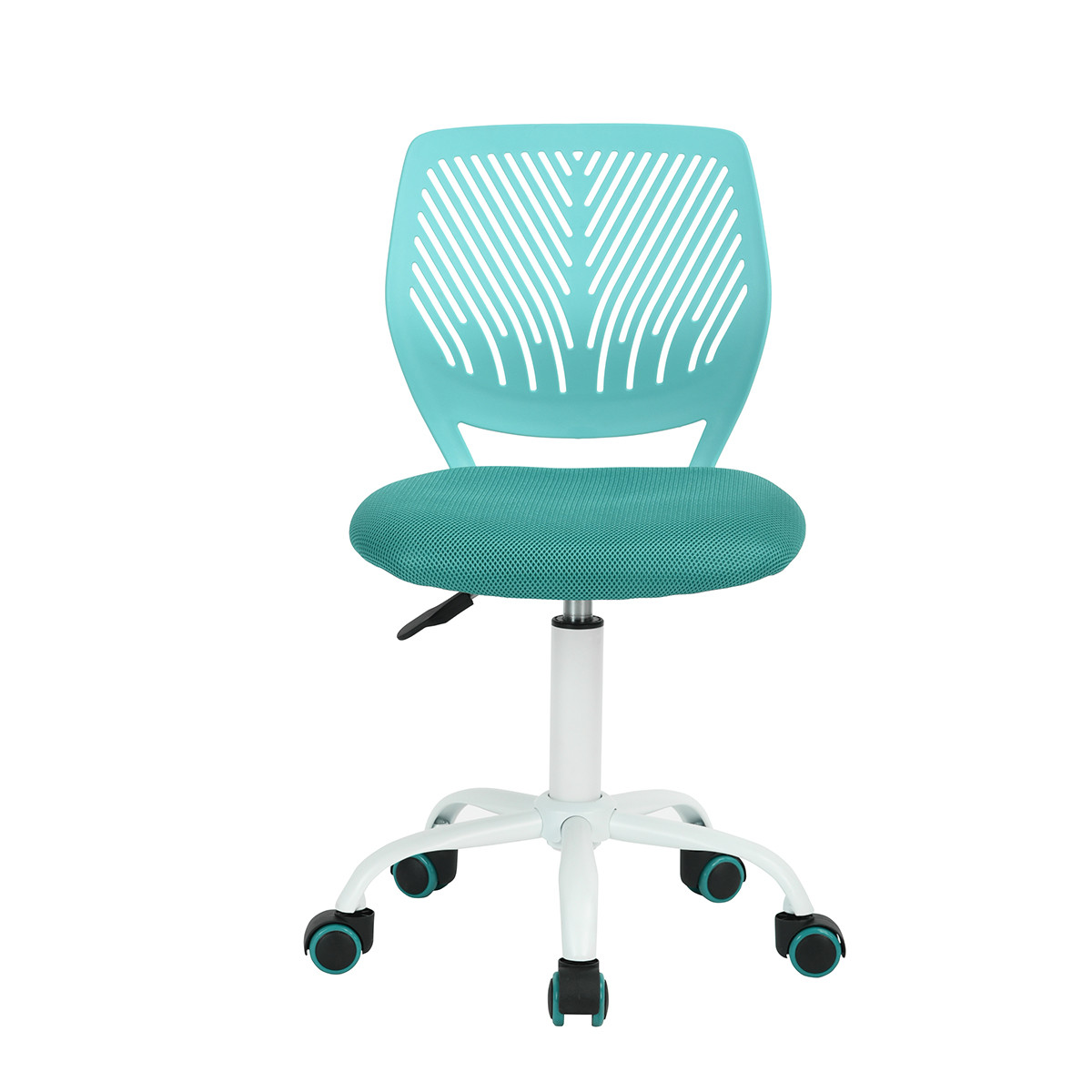 Chaise de bureau pour enfant bleu turquoise à roulettes