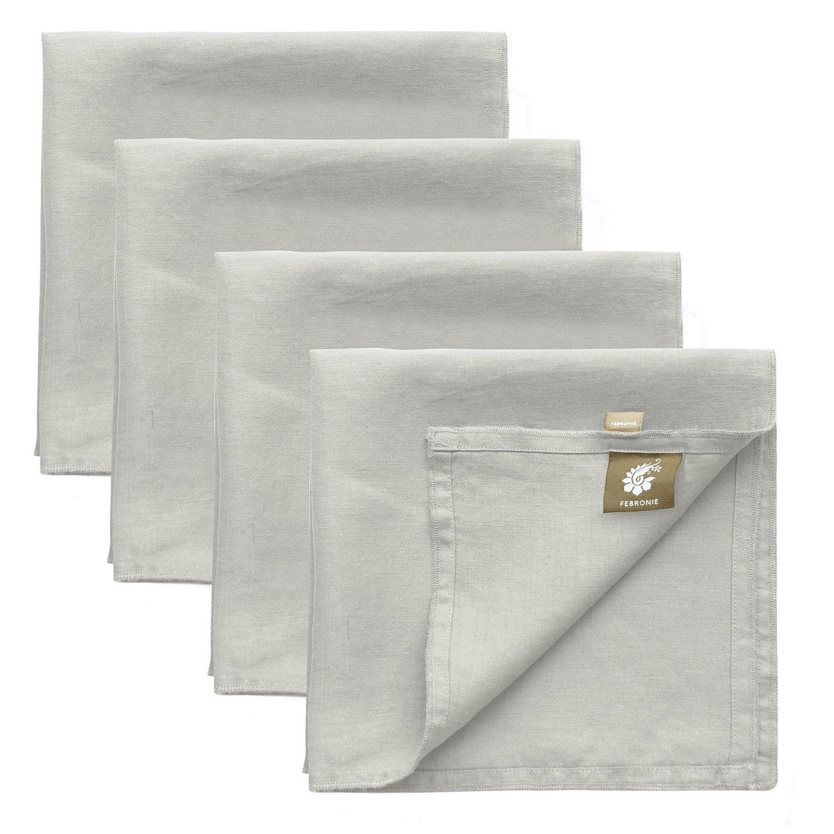 Serviettes en lin lavé (x4) 45x45 Gris perle