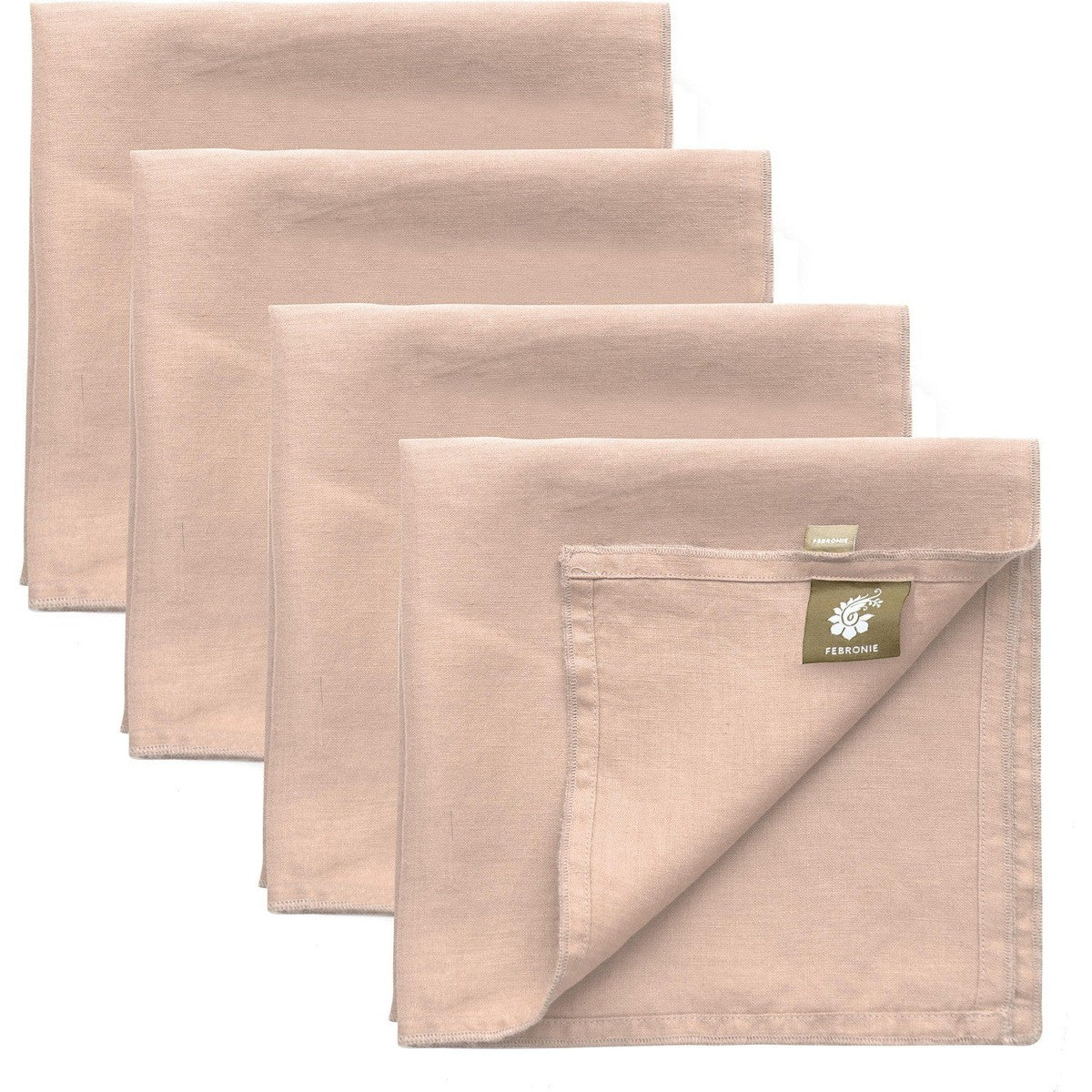 serviettes de table (x4) lin lavé  45x45 rose