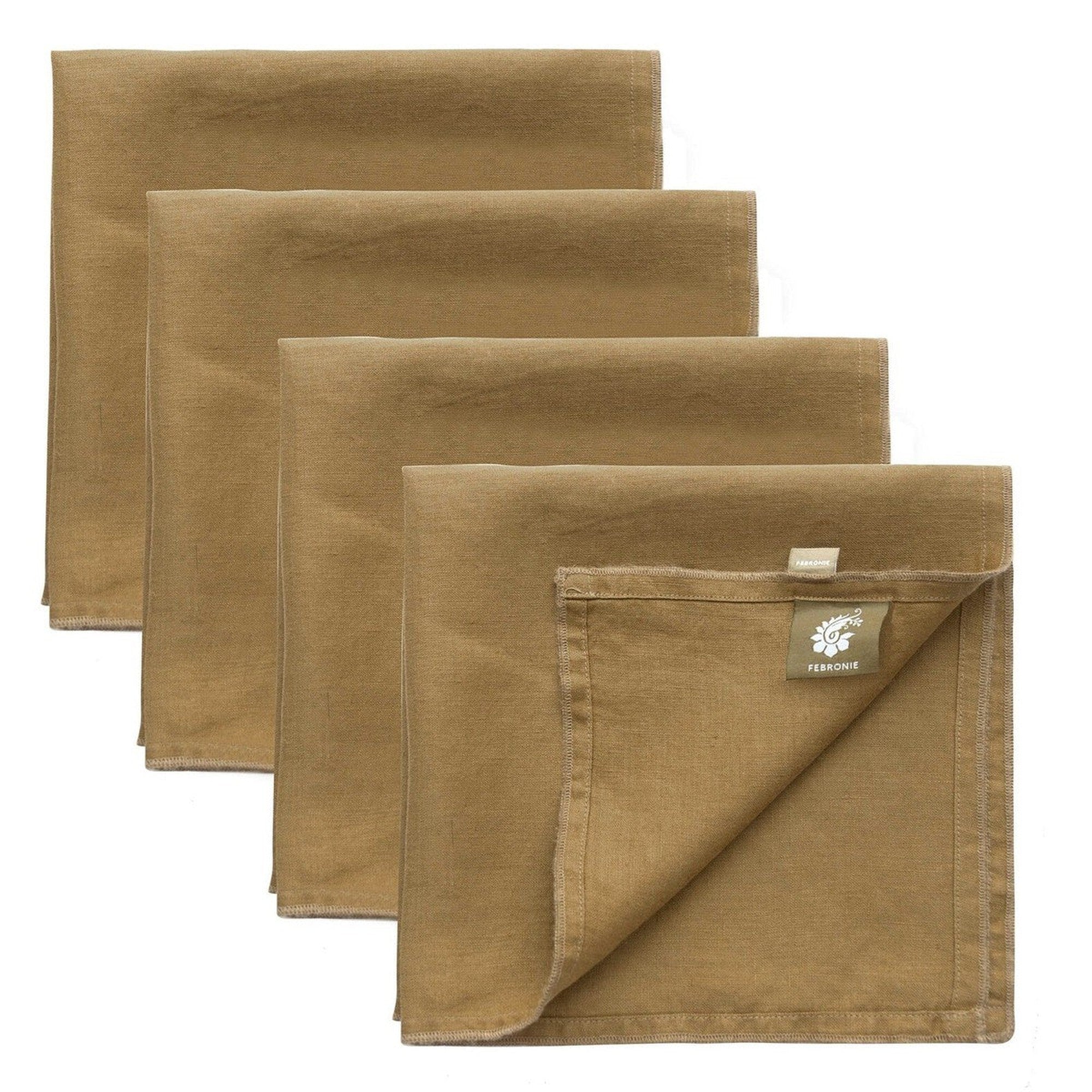 Serviettes en lin lavé (x4) 45x45 Caramel Serviettes en lin lavé (x4) 45x45 Caramel