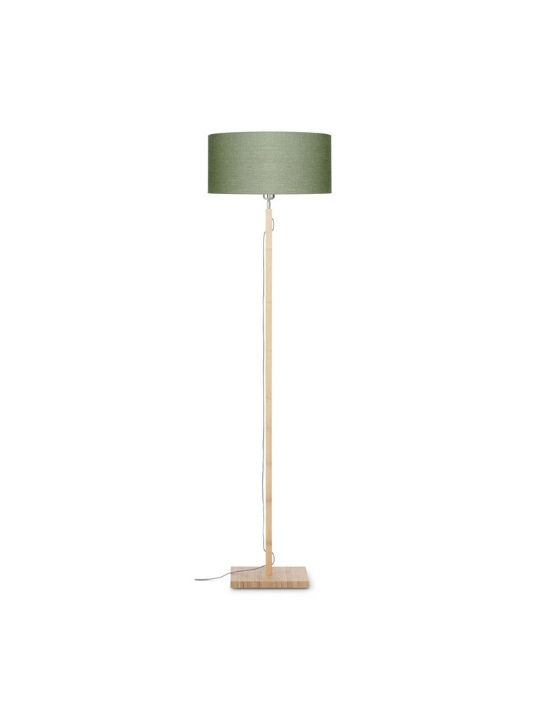 lampadaire bambou abat-jour lin vert for√™t, h. 167cm