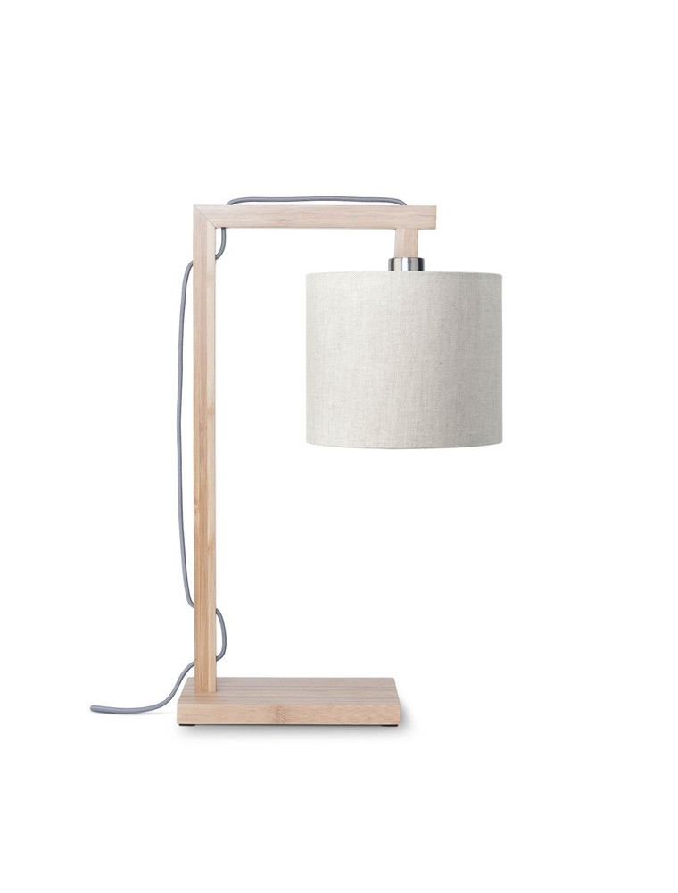 Lampe de table en bambou abat-jour en lin lin clair, h. 47cm