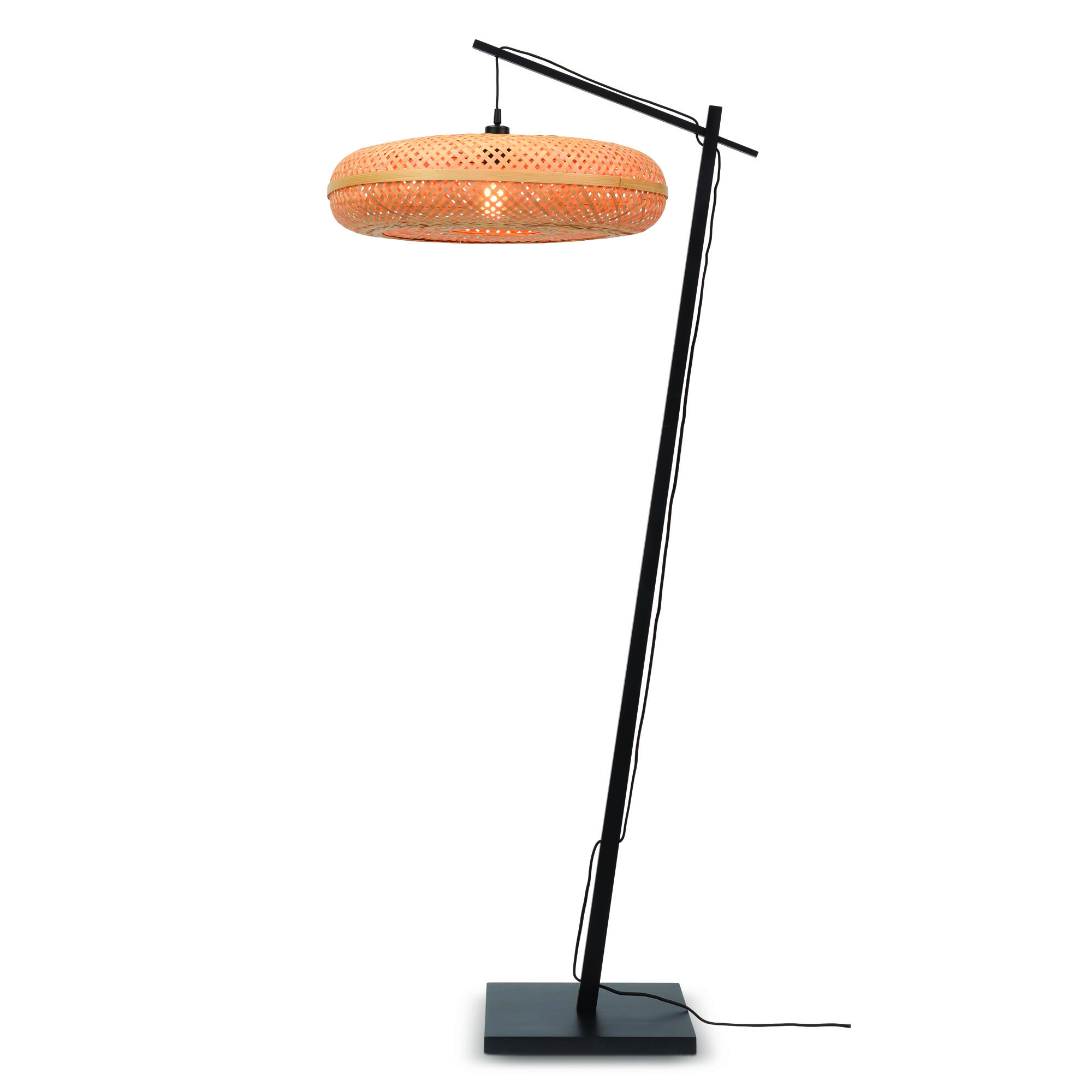 Lampadaire bambou noir/naturel, h. 176cm