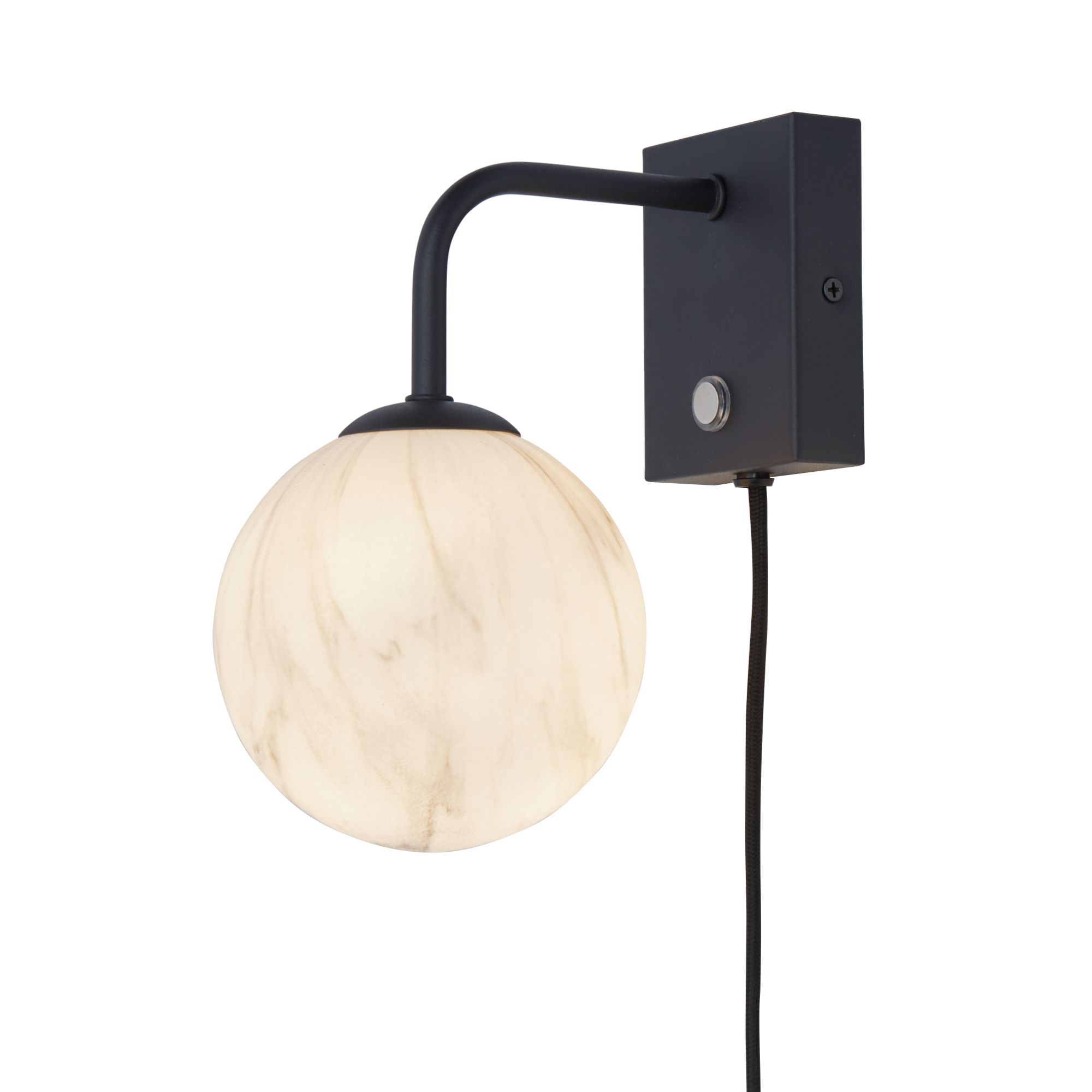Applique murale métal verre h21cm noir