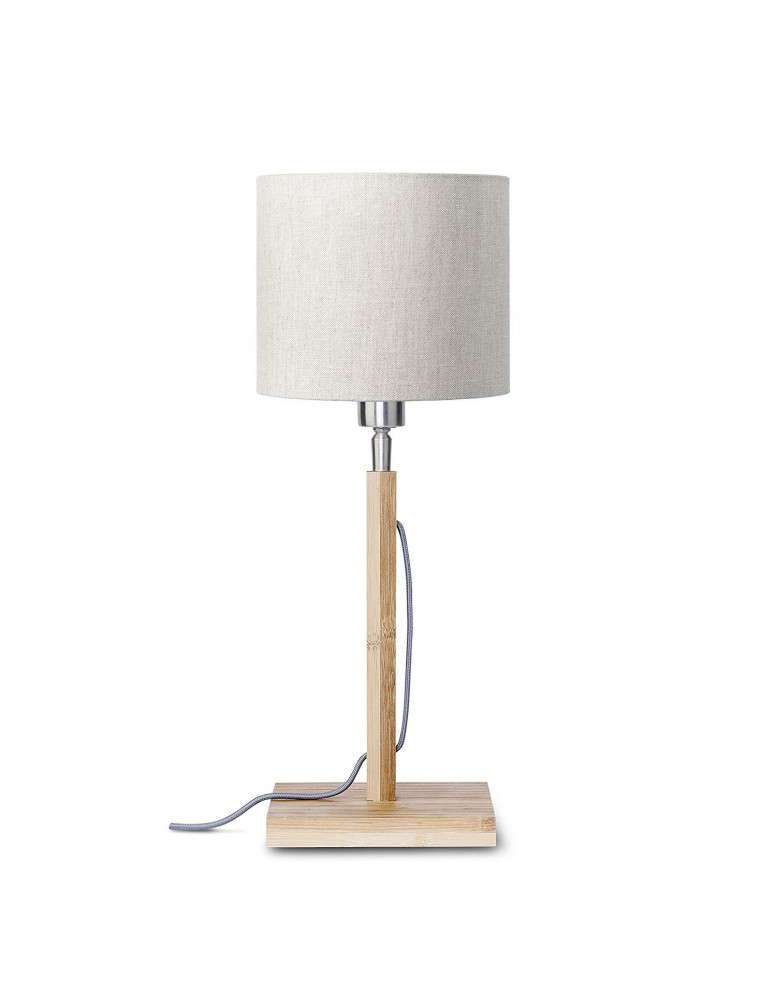 Lampe de table en bambou abat-jour en lin lin clair, h. 59cm
