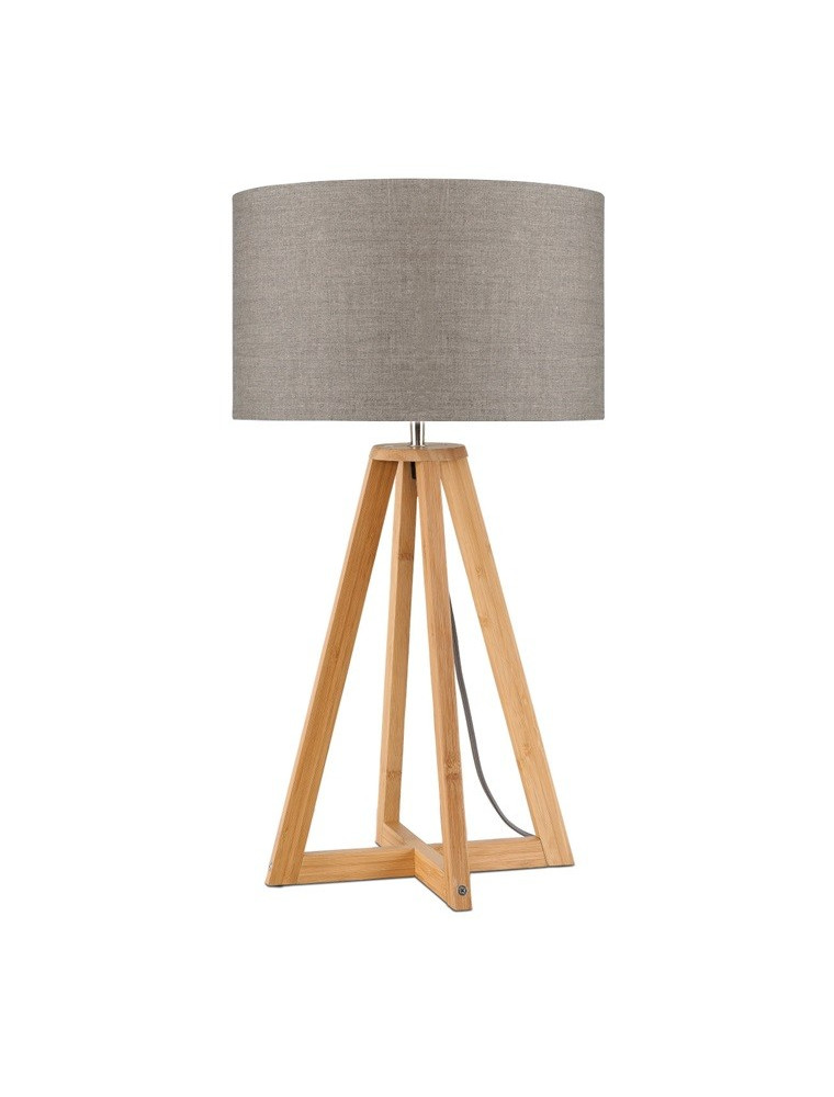 Lampe de table en bambou abat-jour en lin lin foncé, h. 59cm