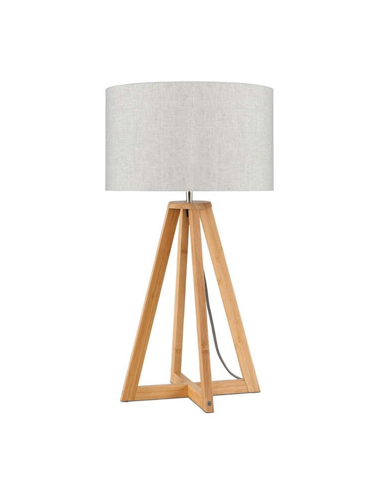 lampe de table bambou abat-jour lin lin clair, h. 59cm