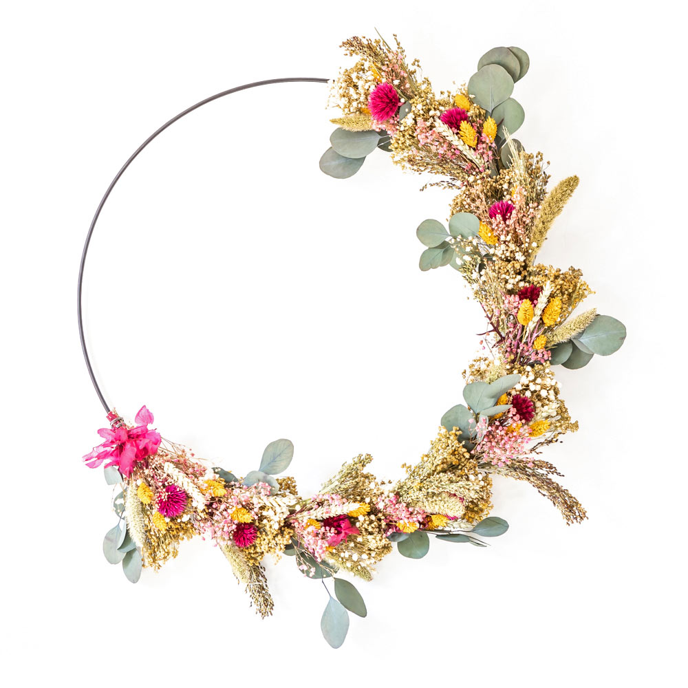 Couronne murale de fleurs séchées Hermione Diamètre 50cm