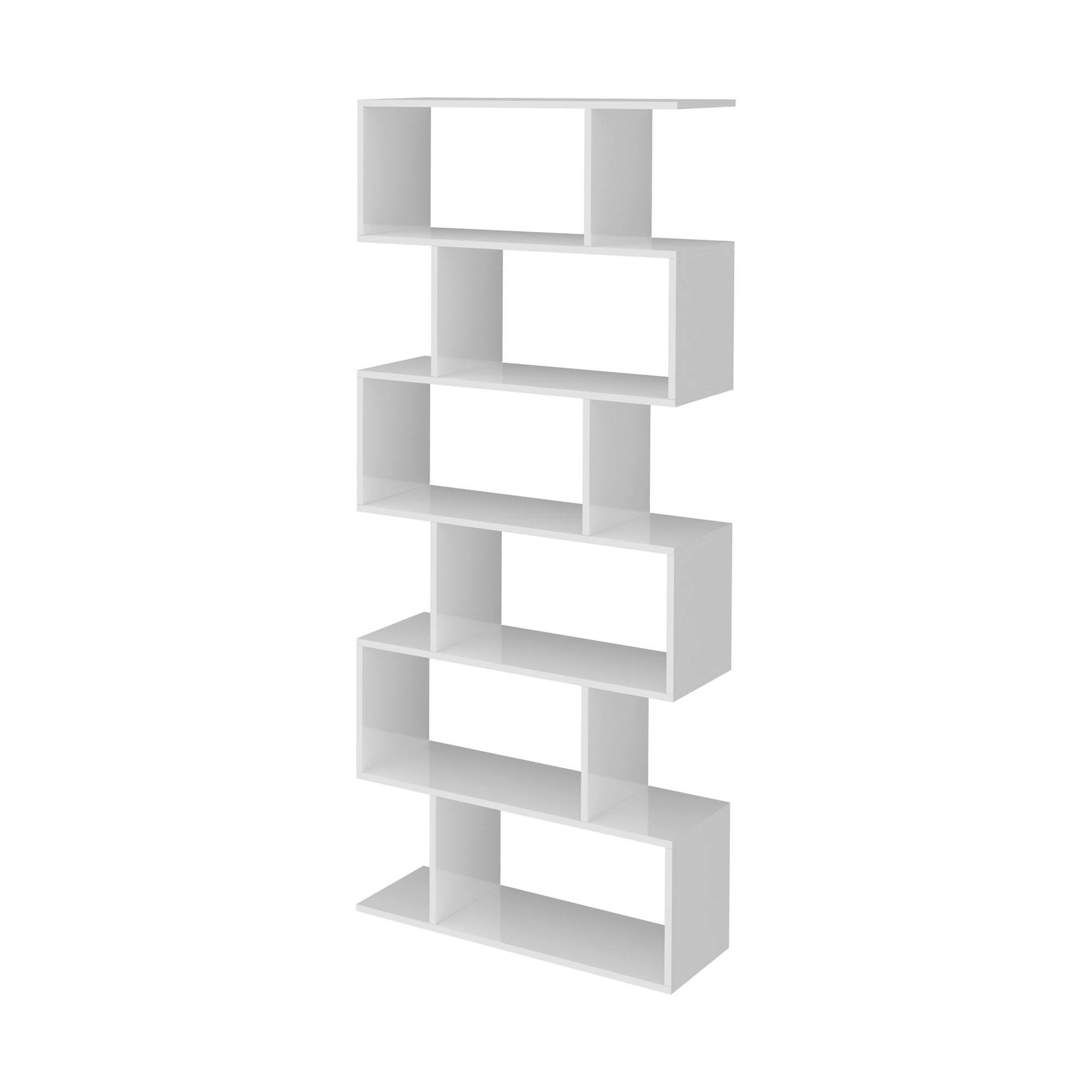 Bibliothèque effet bois blanc brillant 80×25 cm