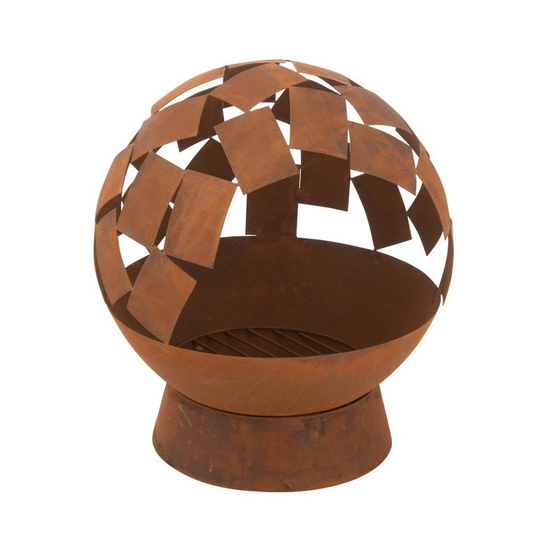 Braséro boule en acier corten H 56 cm