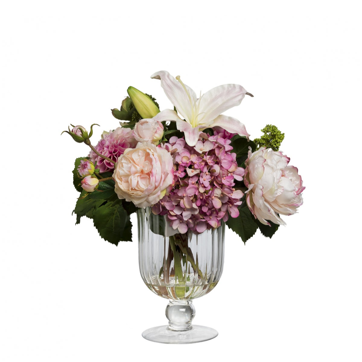 Fleurs en coupe artificielles roses et blanches H45